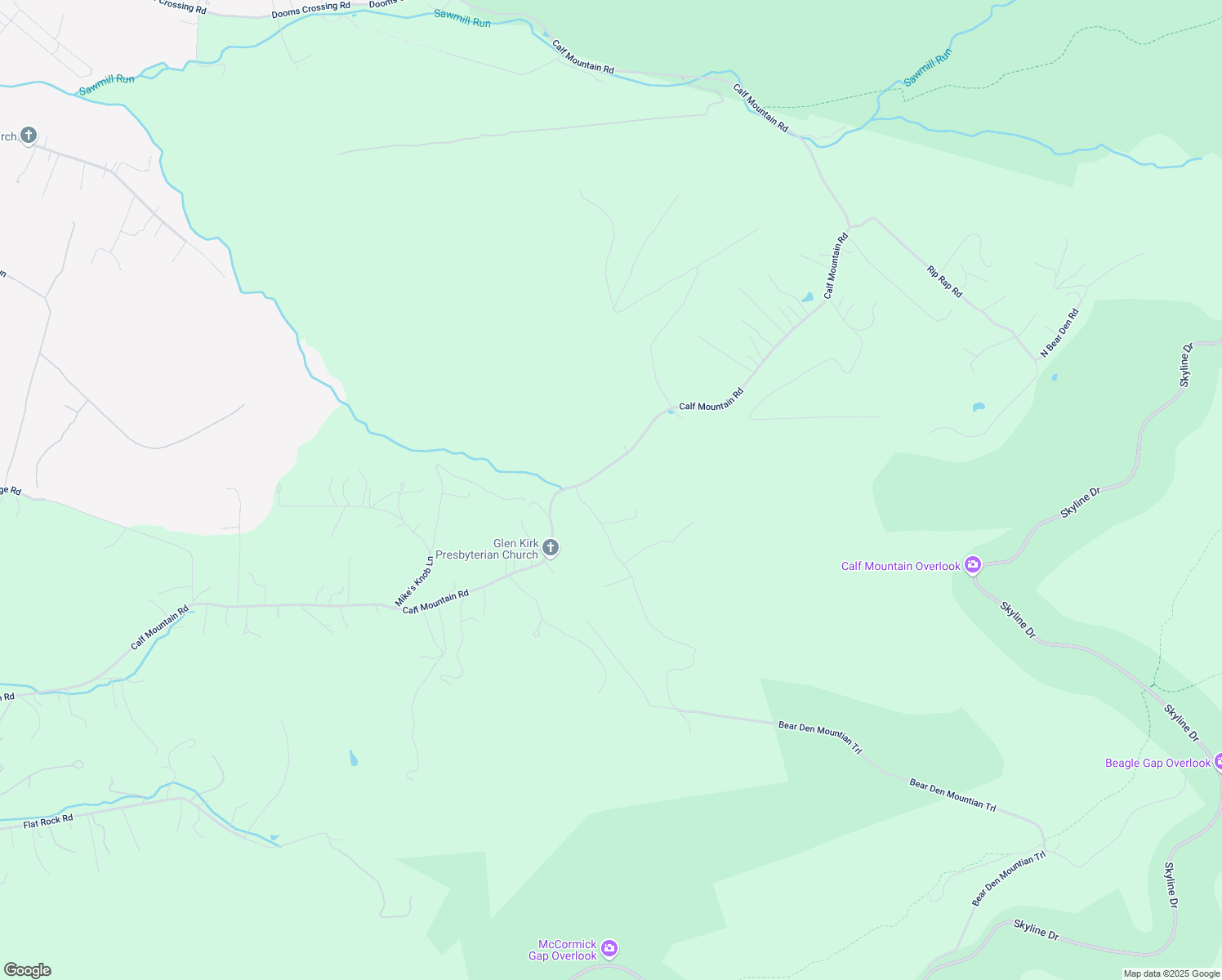 map of restaurants, bars, coffee shops, grocery stores, and more near 877 Calf Mountain Road in Waynesboro