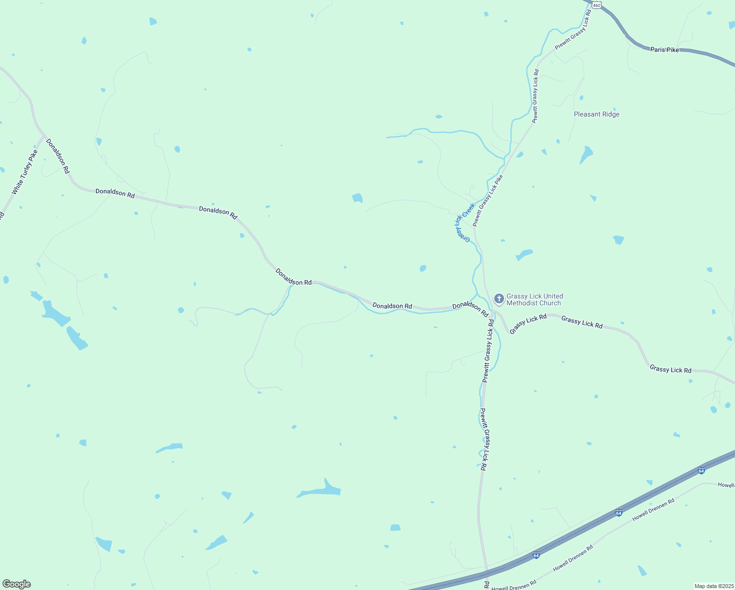 map of restaurants, bars, coffee shops, grocery stores, and more near 4675 Donaldson Road in Mount Sterling