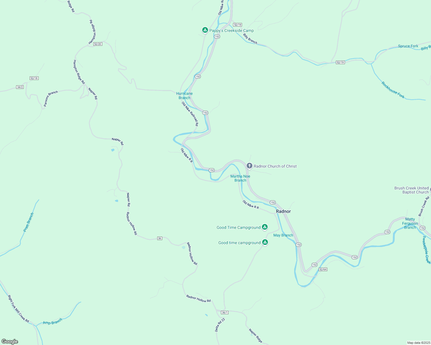 map of restaurants, bars, coffee shops, grocery stores, and more near 25314 West Virginia 152 in Genoa