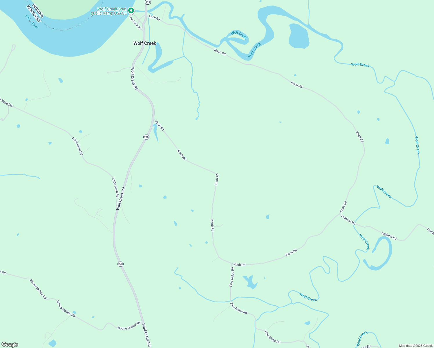 map of restaurants, bars, coffee shops, grocery stores, and more near Knob Road in Battletown