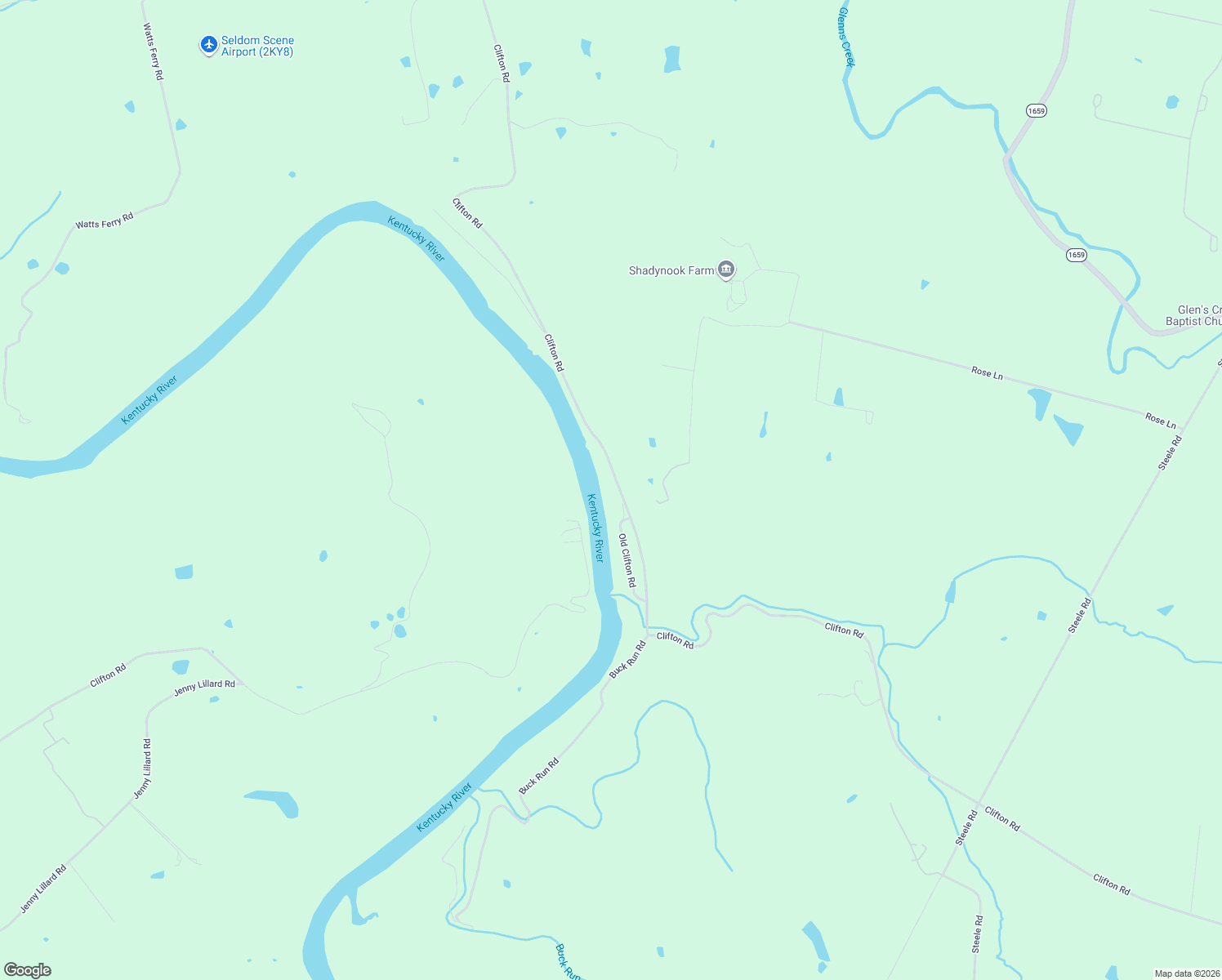map of restaurants, bars, coffee shops, grocery stores, and more near 6395 Clifton Road in Versailles