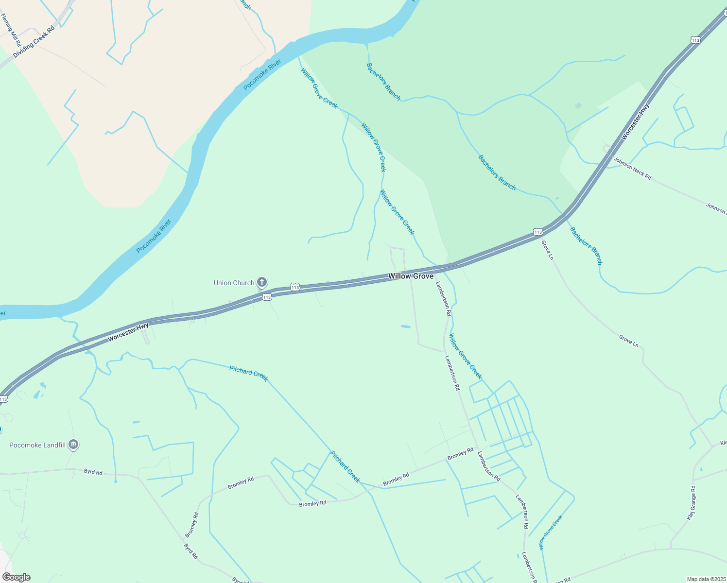 map of restaurants, bars, coffee shops, grocery stores, and more near 2410 Worcester Highway in Pocomoke City