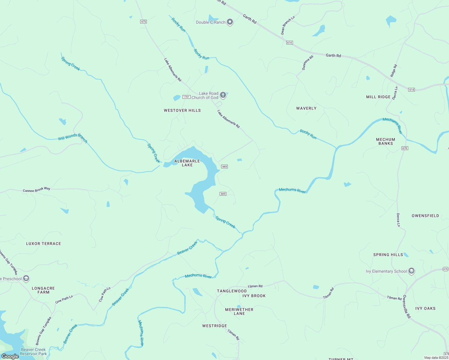 map of restaurants, bars, coffee shops, grocery stores, and more near 1956 Lakeside Drive in Charlottesville