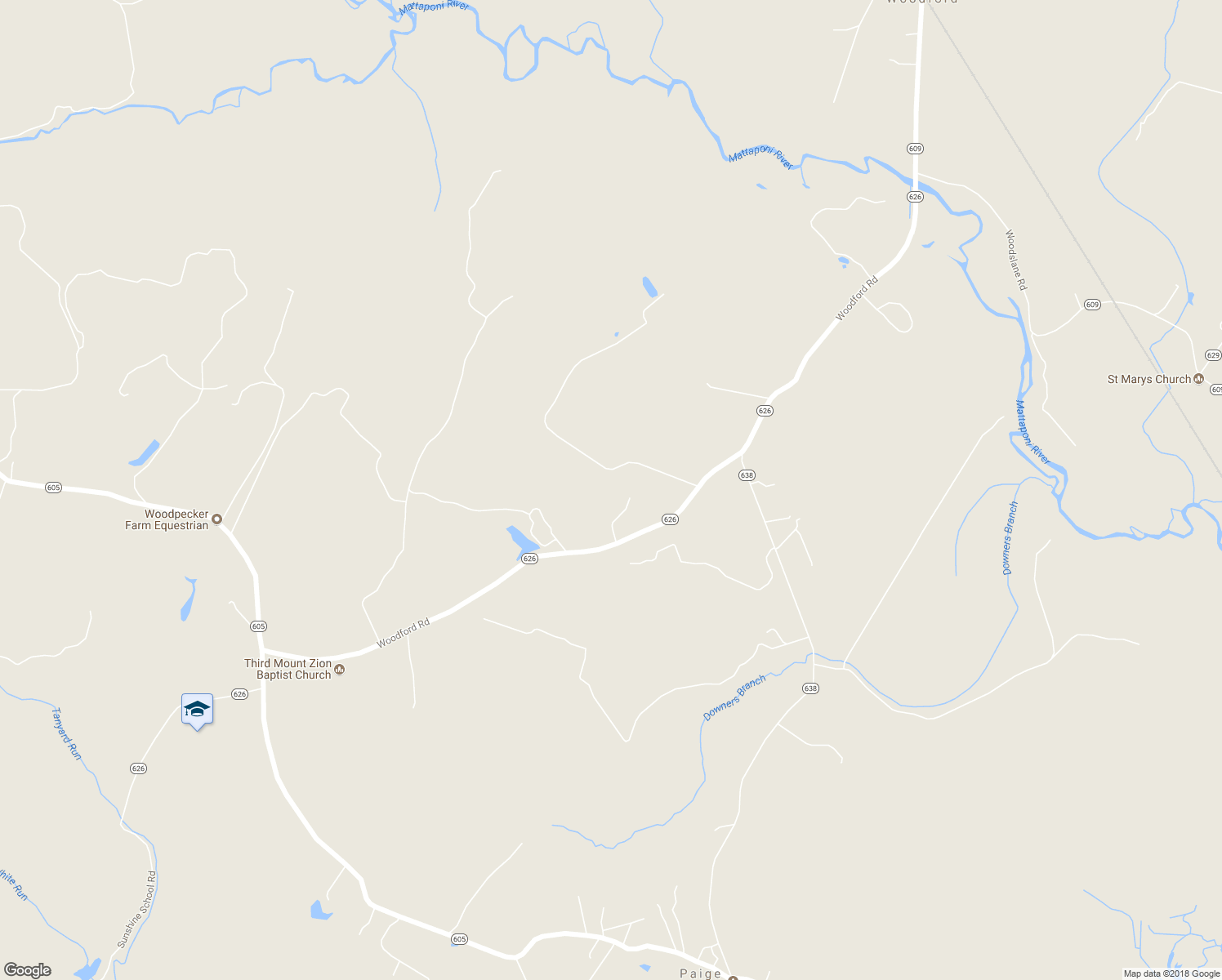 map of restaurants, bars, coffee shops, grocery stores, and more near 12528 Woodford Road in Woodford