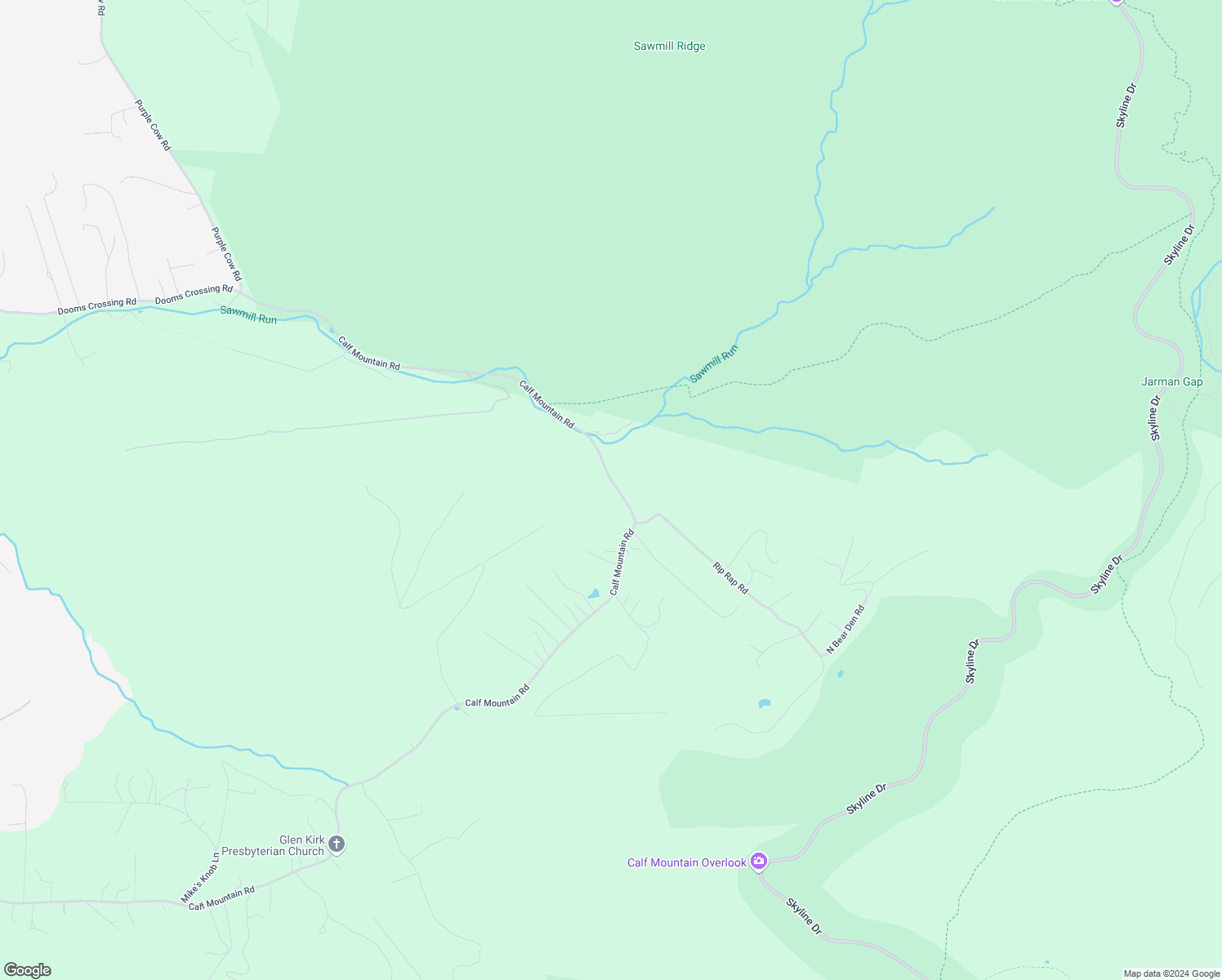map of restaurants, bars, coffee shops, grocery stores, and more near 1376 Calf Mountain Road in Waynesboro