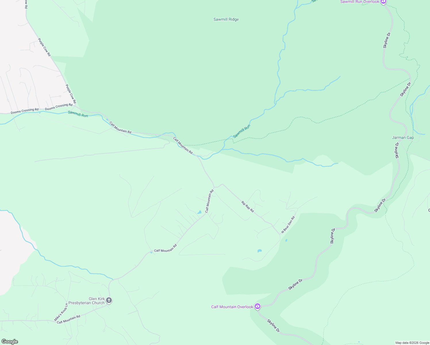 map of restaurants, bars, coffee shops, grocery stores, and more near 1363 Calf Mountain Road in Waynesboro