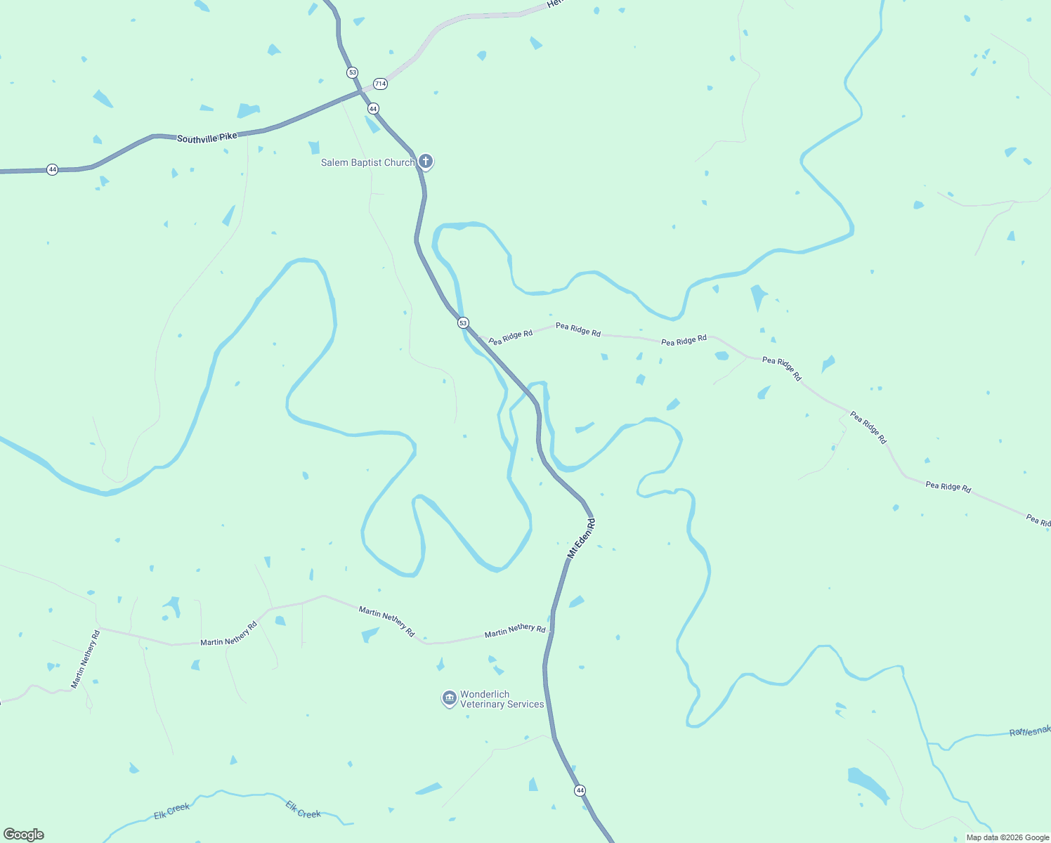 map of restaurants, bars, coffee shops, grocery stores, and more near 9210 Mount Eden Road in Waddy