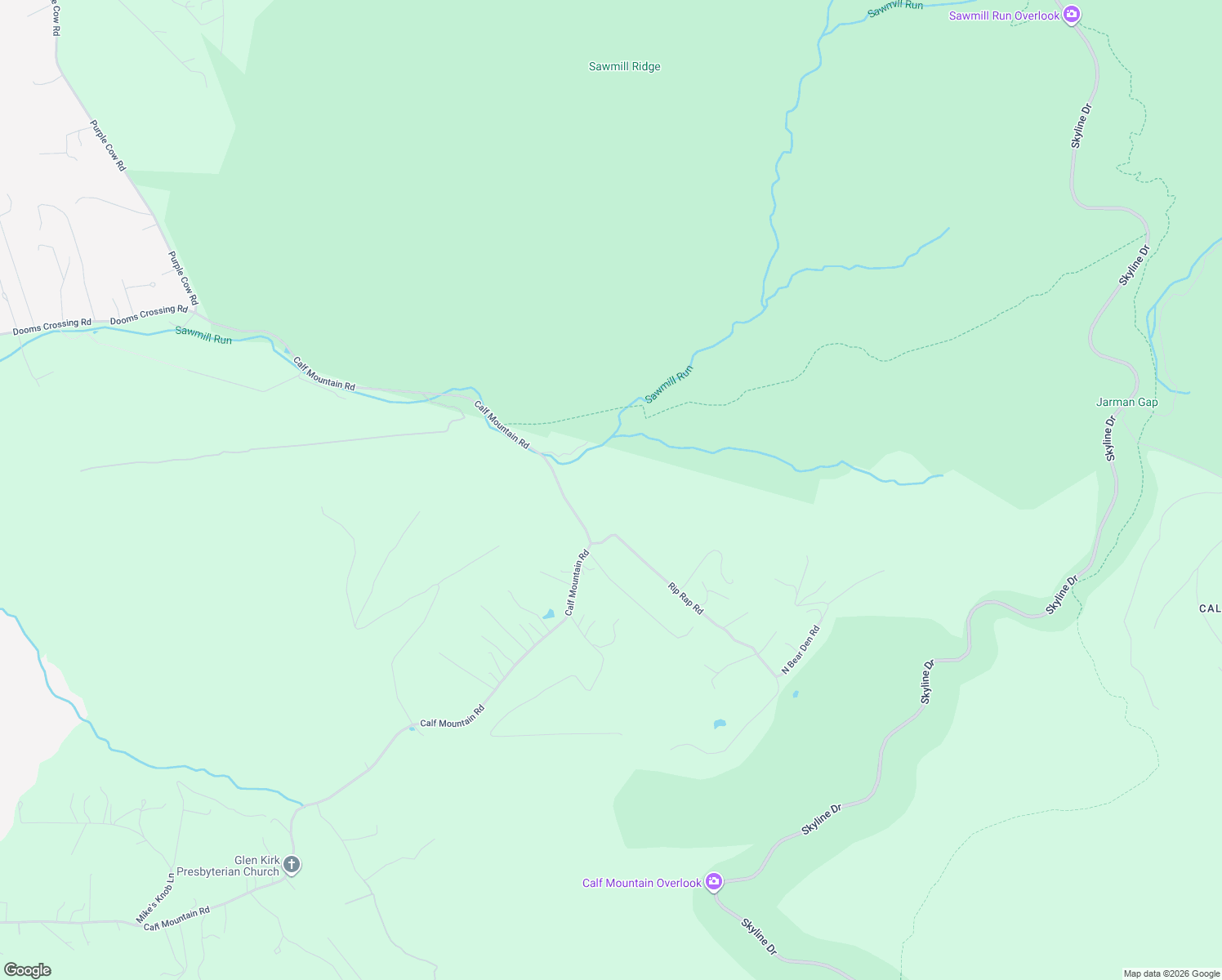 map of restaurants, bars, coffee shops, grocery stores, and more near 1363 Calf Mountain Road in Waynesboro