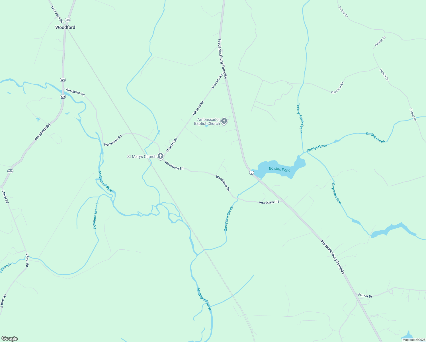 map of restaurants, bars, coffee shops, grocery stores, and more near 15001 Woodslane Road in Woodford