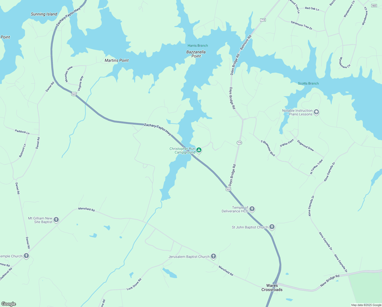map of restaurants, bars, coffee shops, grocery stores, and more near 6478 Zachary Taylor Hwy in Mineral