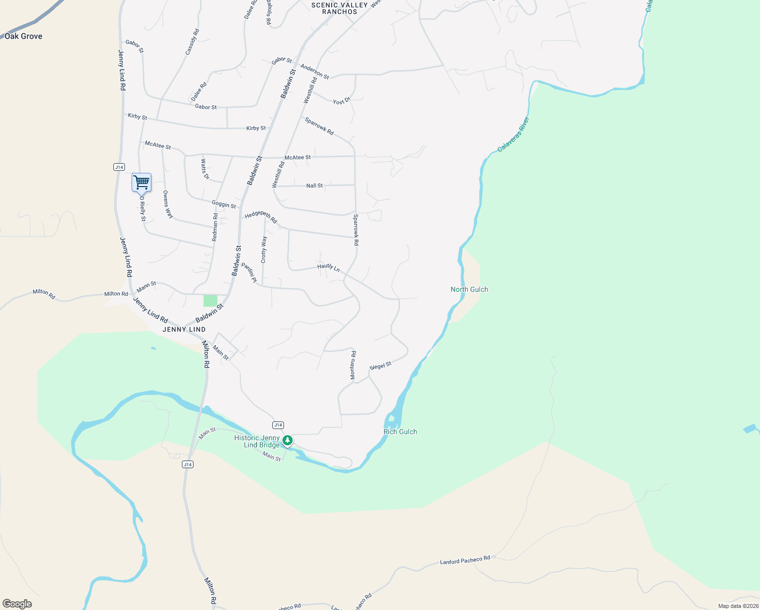 map of restaurants, bars, coffee shops, grocery stores, and more near 8808 Hautly Lane in Valley Springs