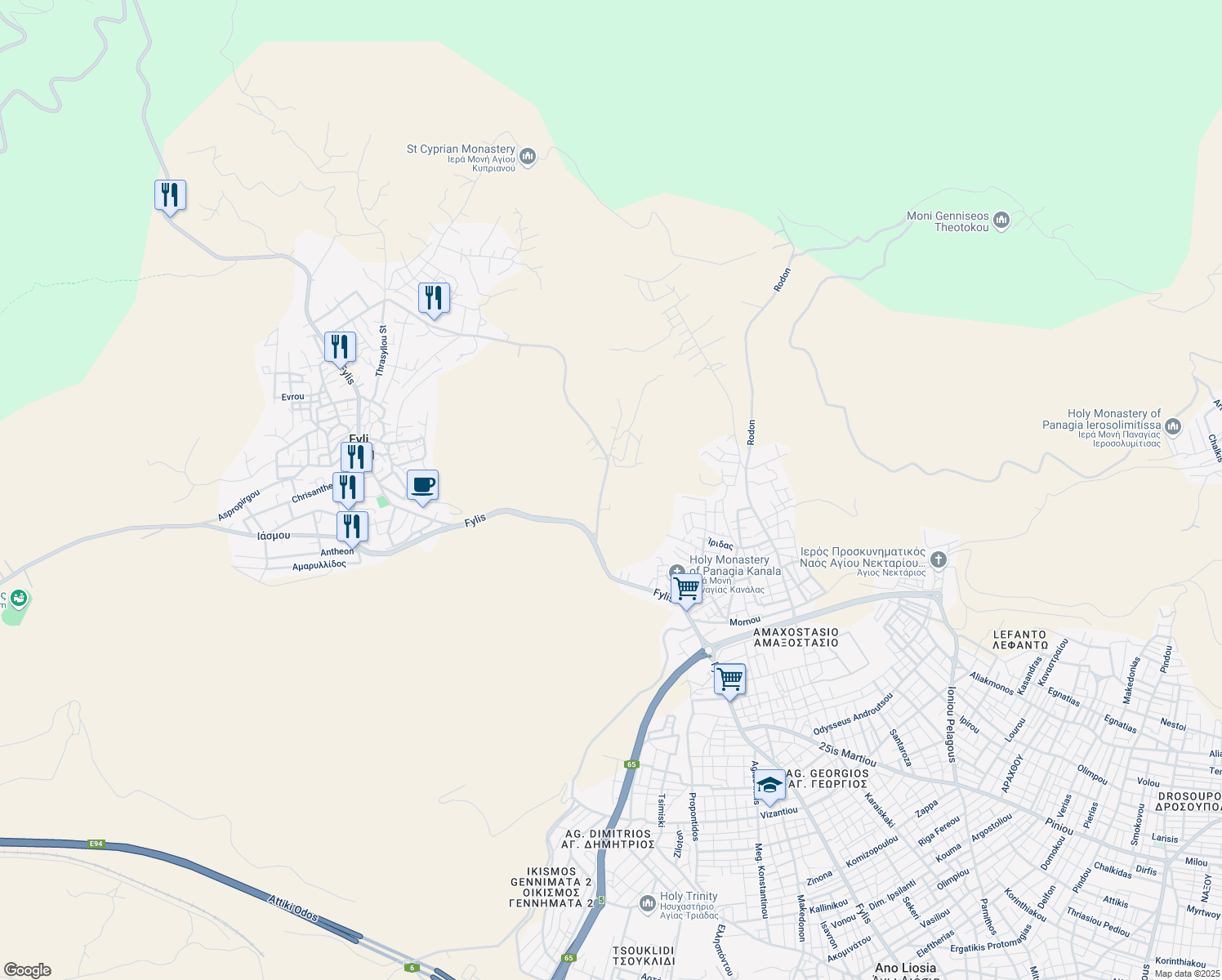 map of restaurants, bars, coffee shops, grocery stores, and more near  in 