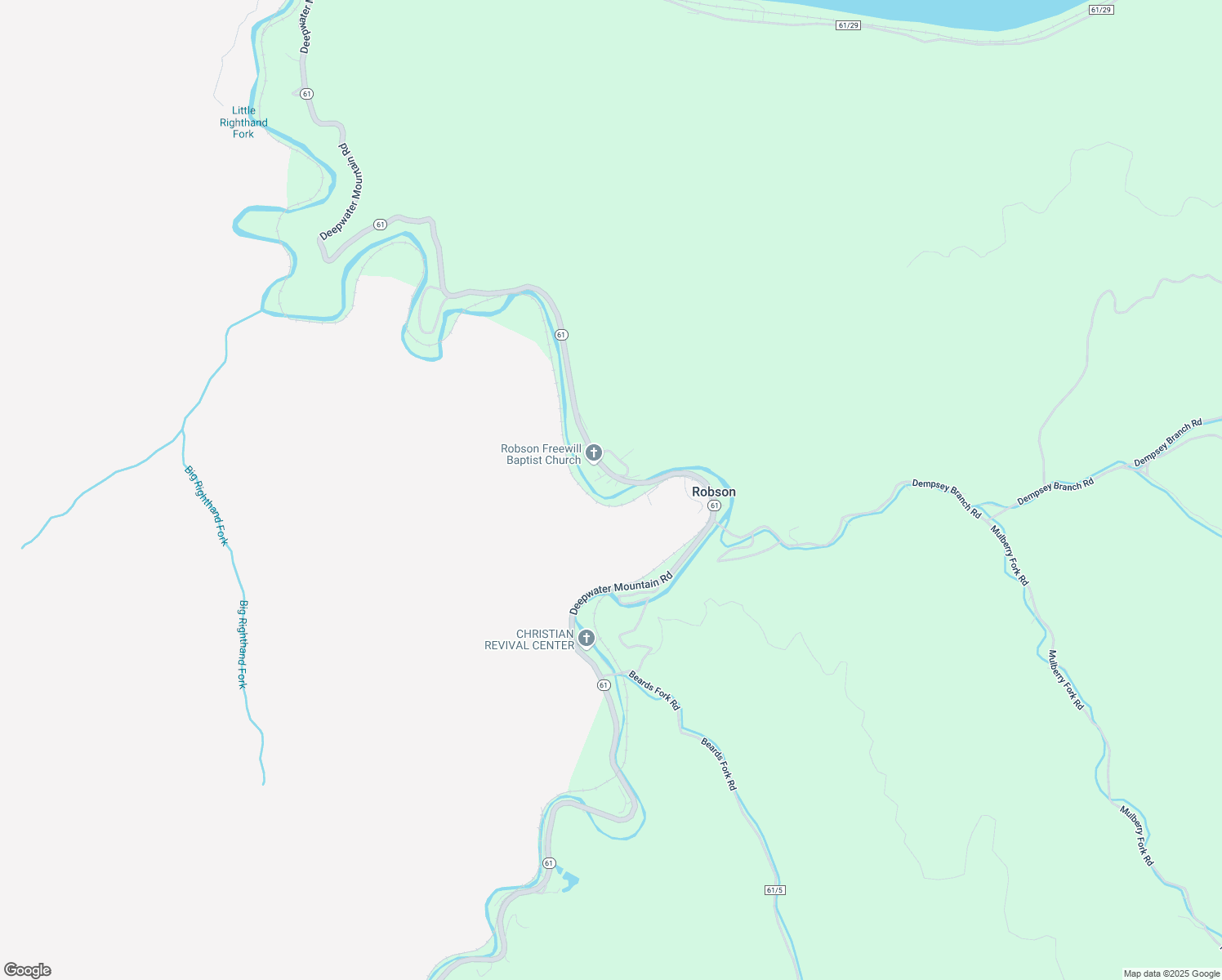 map of restaurants, bars, coffee shops, grocery stores, and more near 13517 Deepwater Mountain Road in Robson