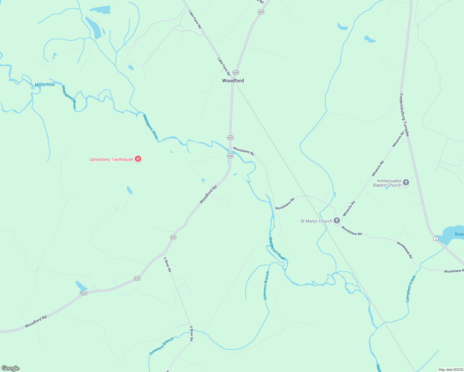 map of restaurants, bars, coffee shops, grocery stores, and more near 11517 Woodford Road in Woodford