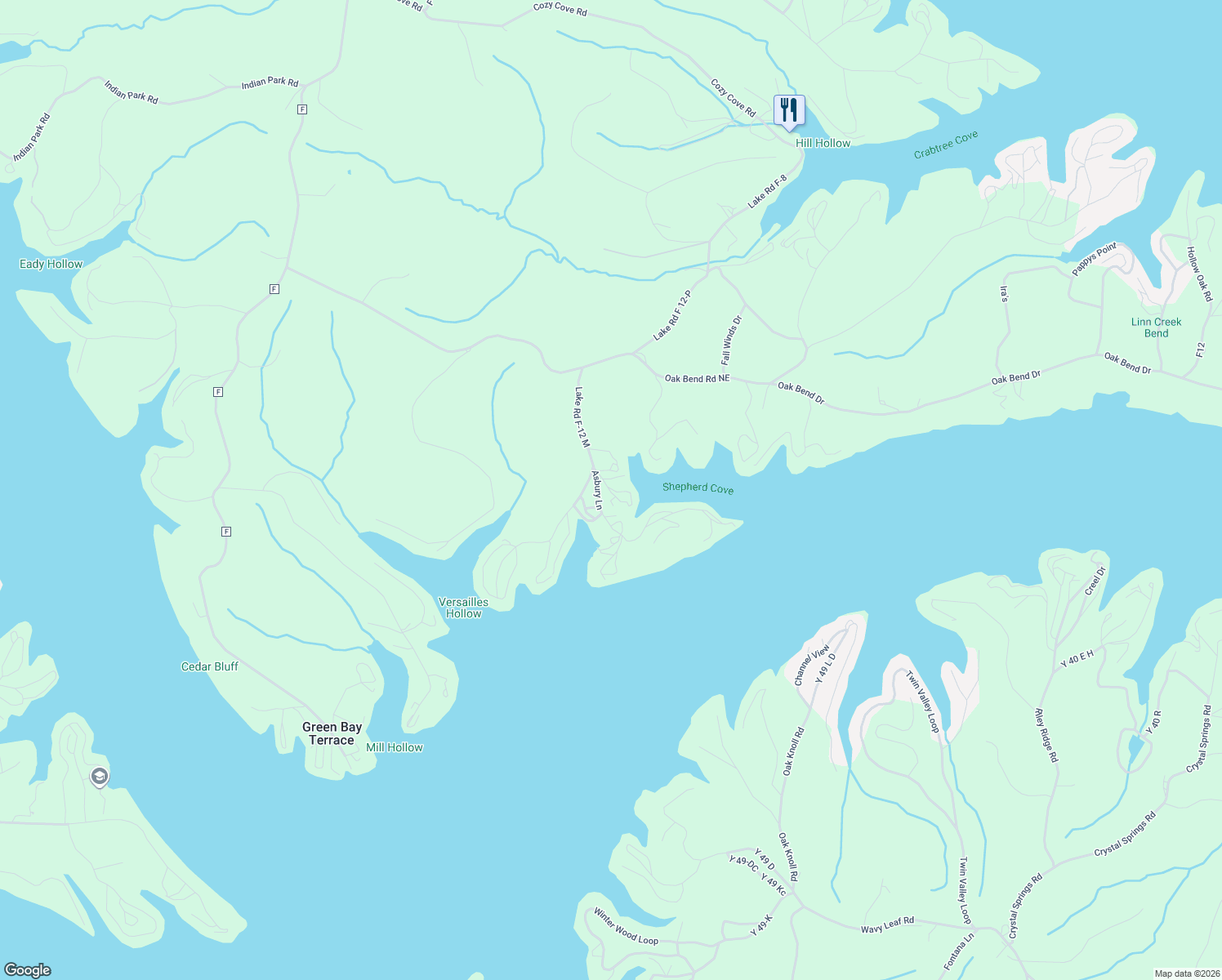 map of restaurants, bars, coffee shops, grocery stores, and more near Asbury Way in Camden County