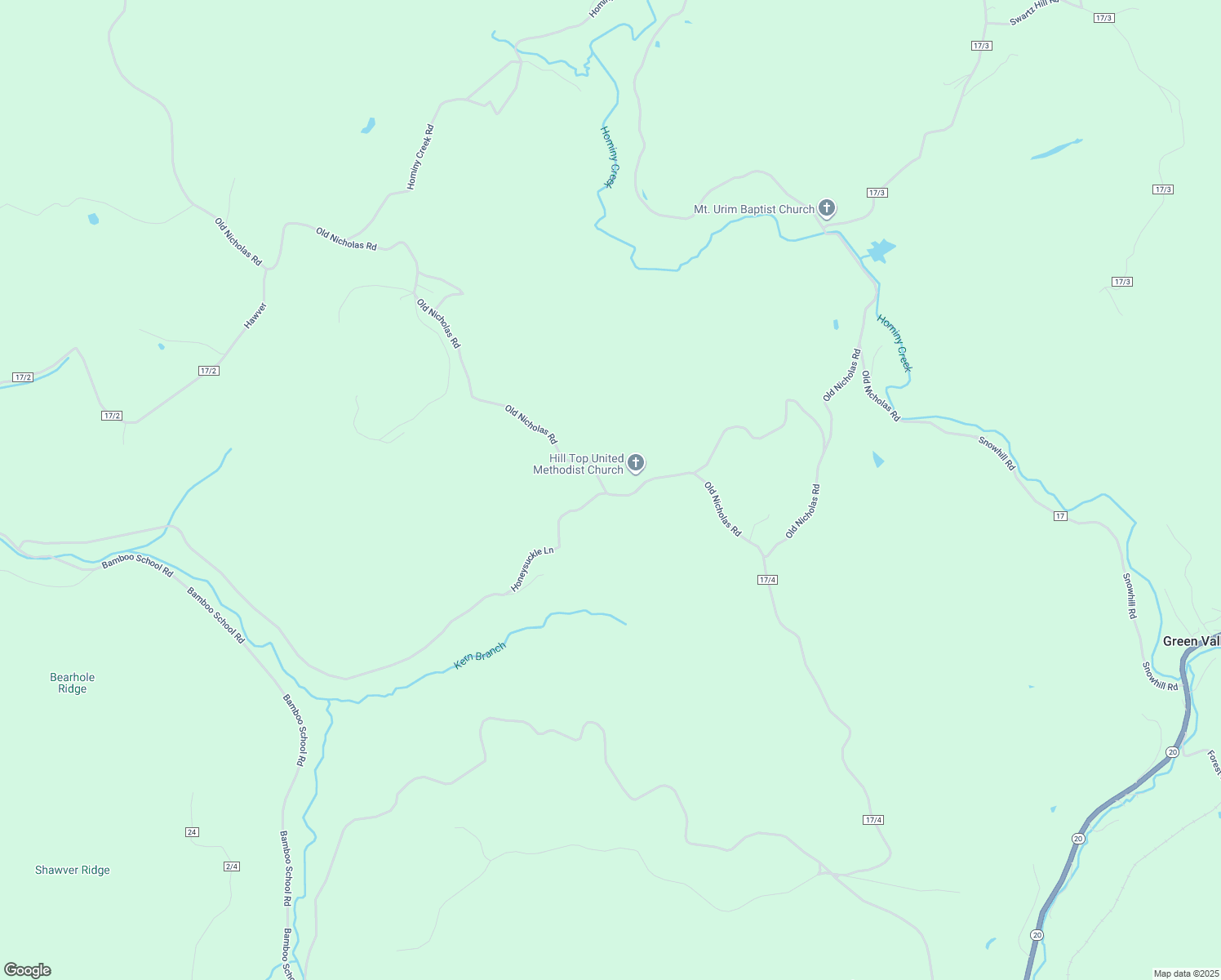 map of restaurants, bars, coffee shops, grocery stores, and more near 2802 Snowhill Road in Mount Nebo