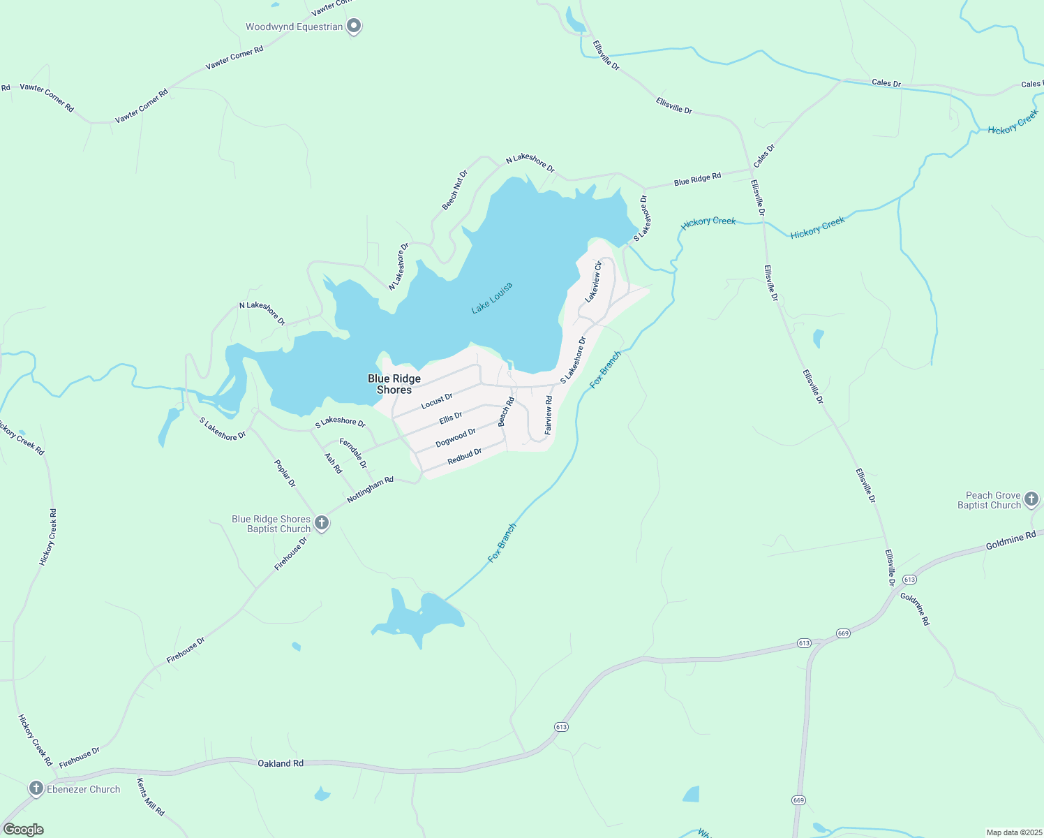 map of restaurants, bars, coffee shops, grocery stores, and more near 98 Fairview Road in Louisa