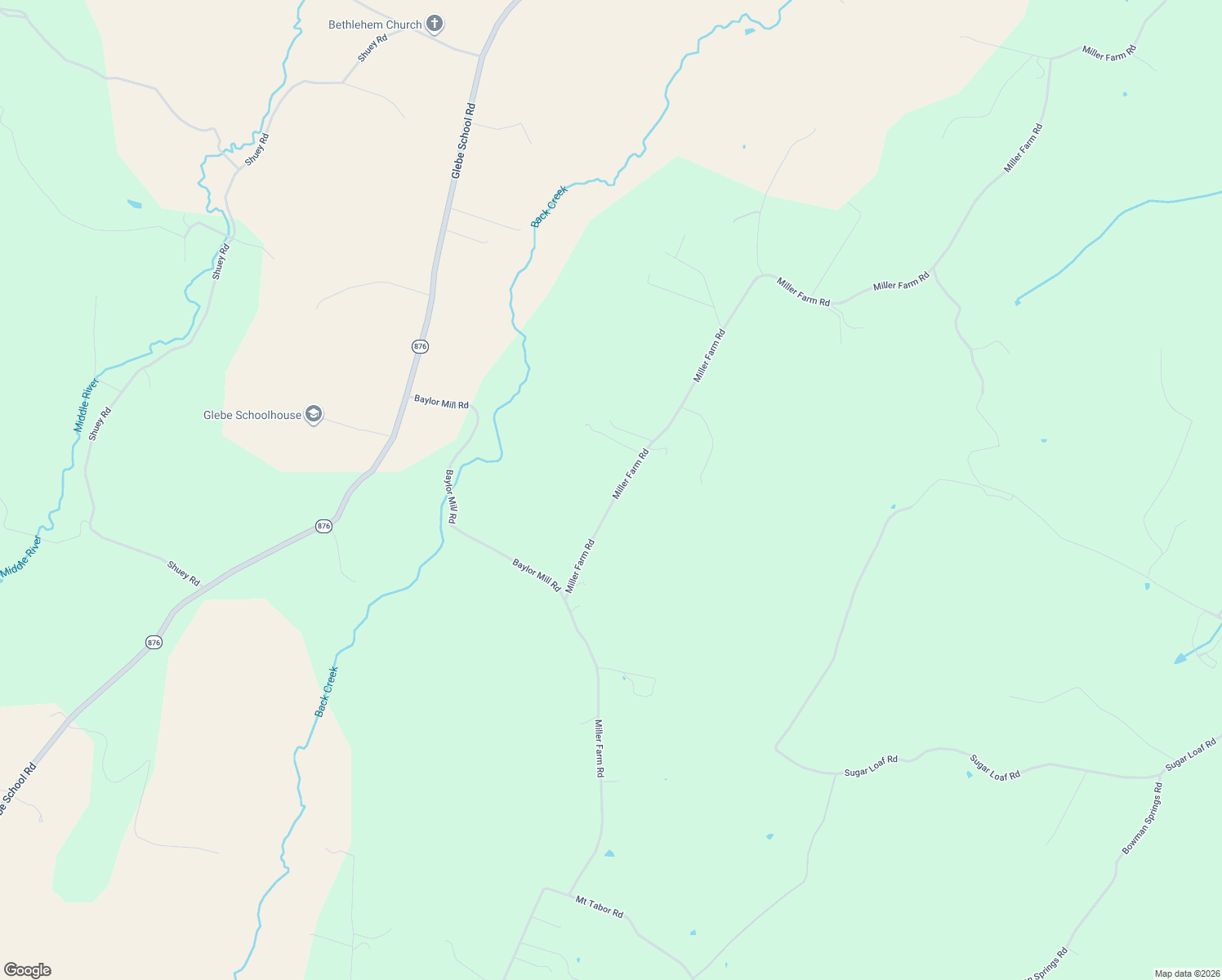 map of restaurants, bars, coffee shops, grocery stores, and more near 1221 Miller Farm Road in Staunton