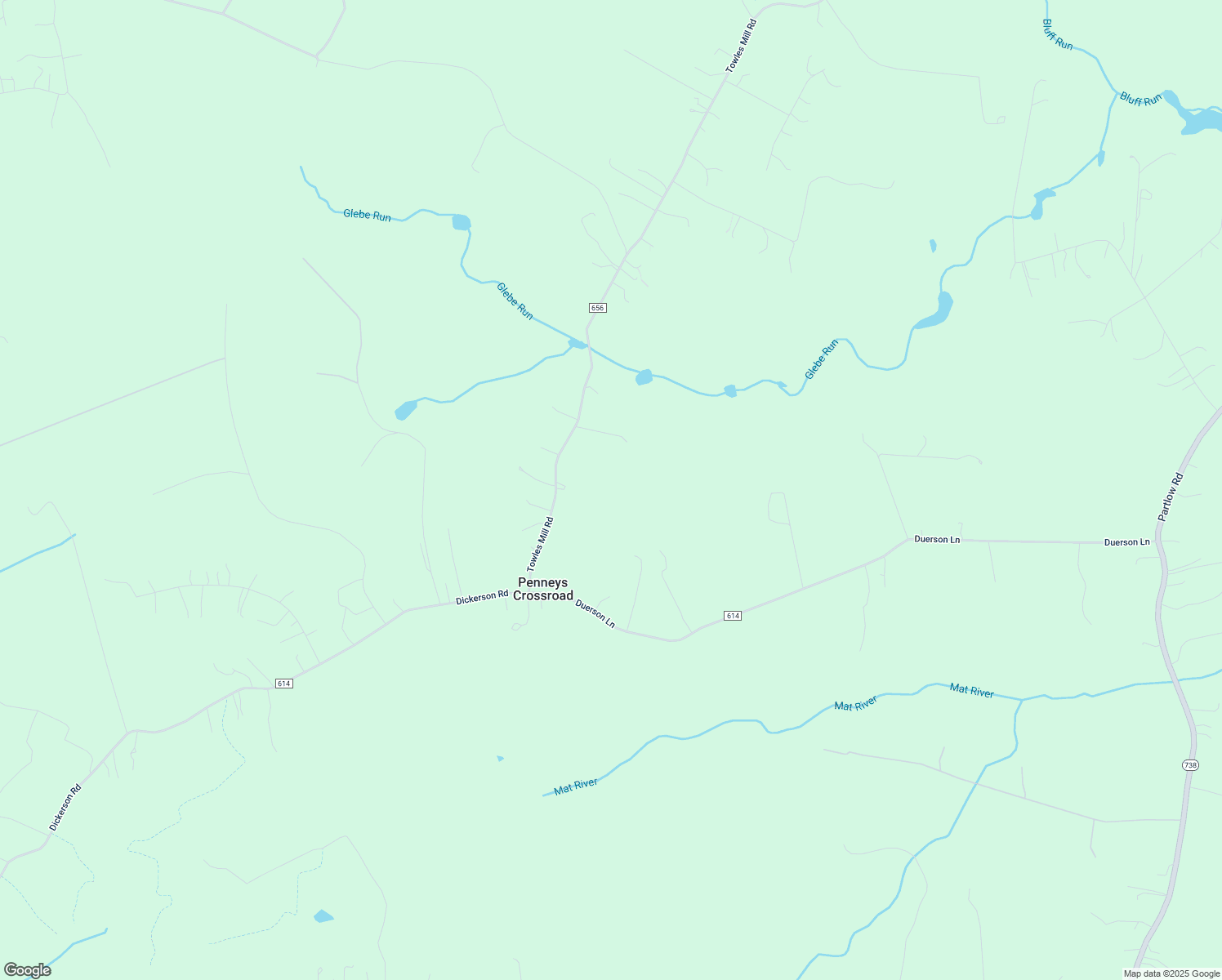 map of restaurants, bars, coffee shops, grocery stores, and more near 5411 Towles Mill Road in Partlow