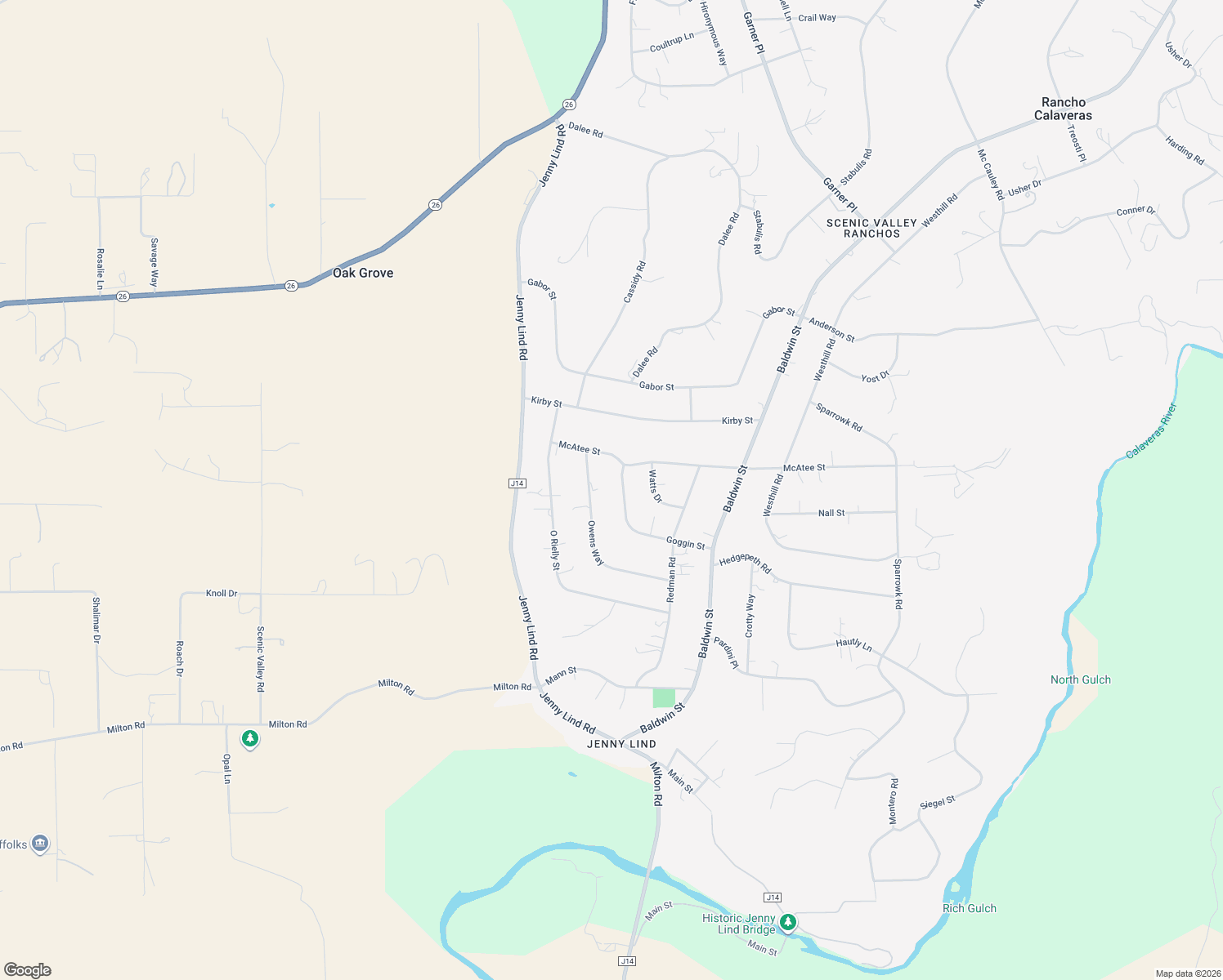 map of restaurants, bars, coffee shops, grocery stores, and more near 8464 Goggin Street in Valley Springs