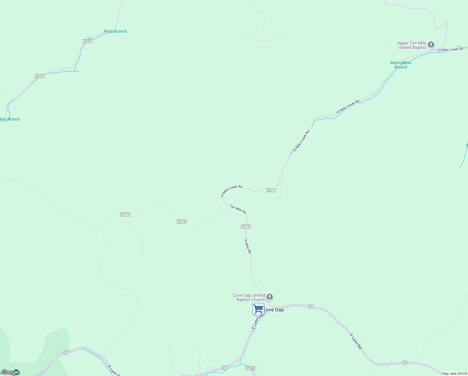 map of restaurants, bars, coffee shops, grocery stores, and more near 1689 10 Mile Creek Road in Branchland