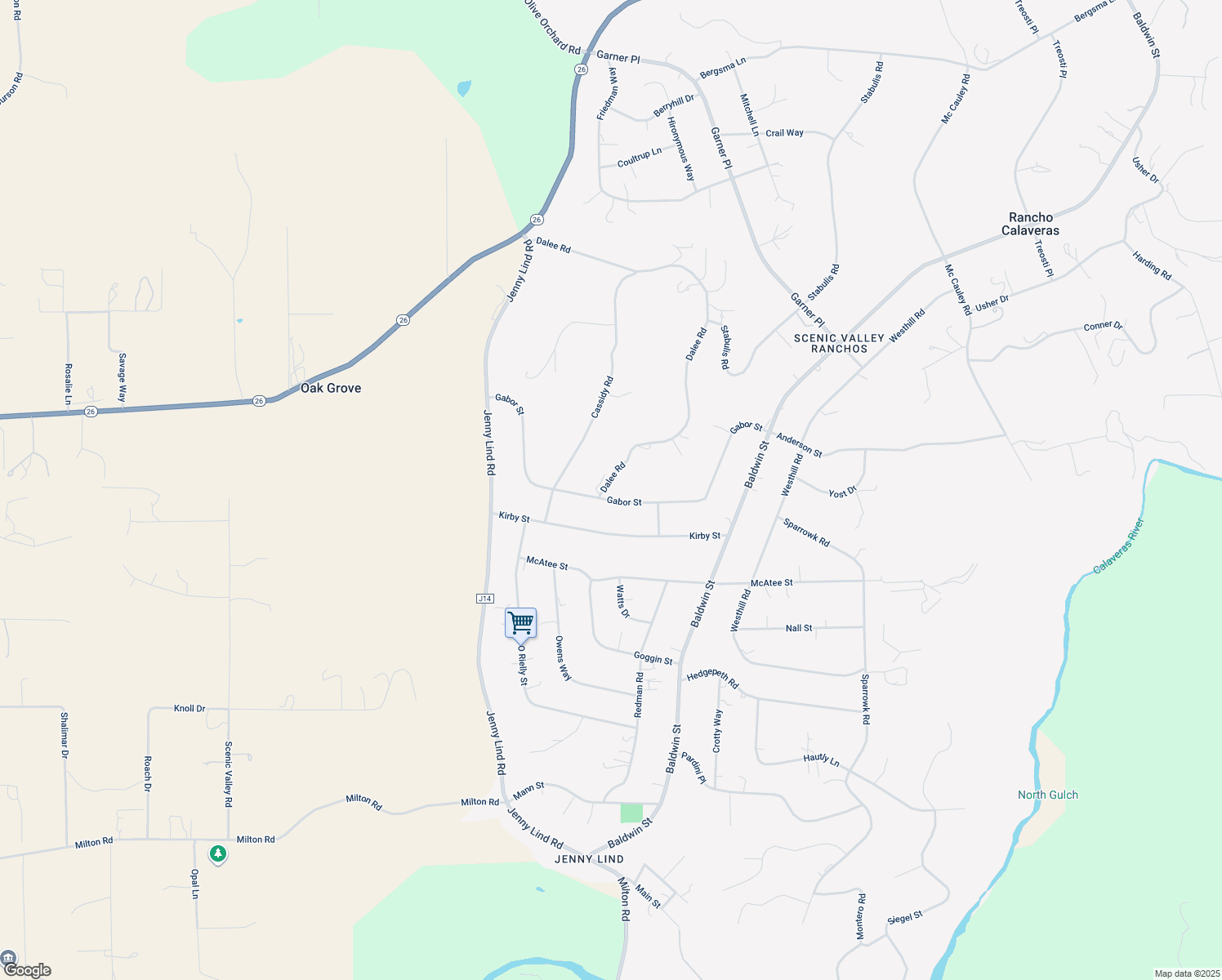 map of restaurants, bars, coffee shops, grocery stores, and more near 7469 Gabor Street in Valley Springs