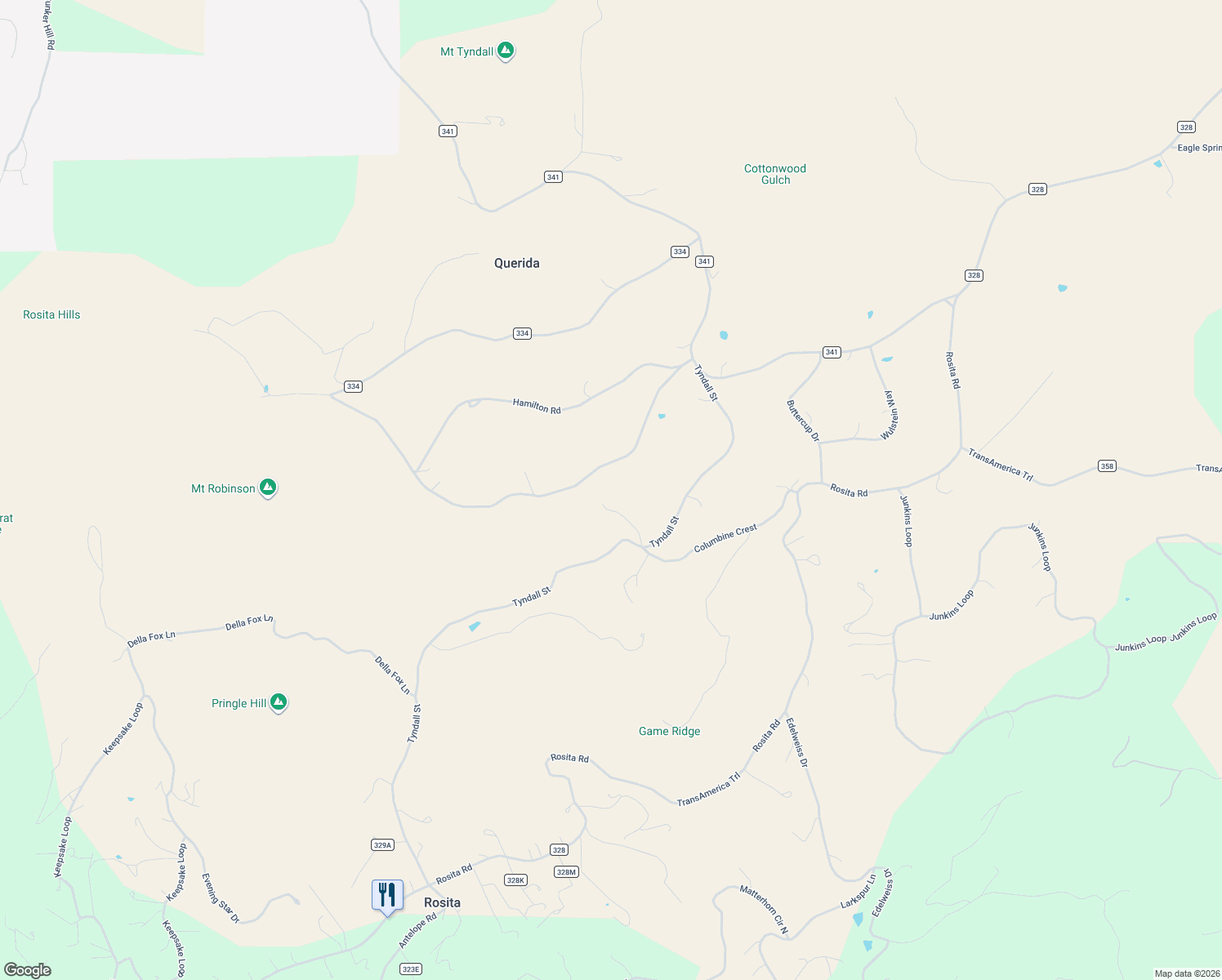 map of restaurants, bars, coffee shops, grocery stores, and more near 2183 County Road 341 in Silver Cliff