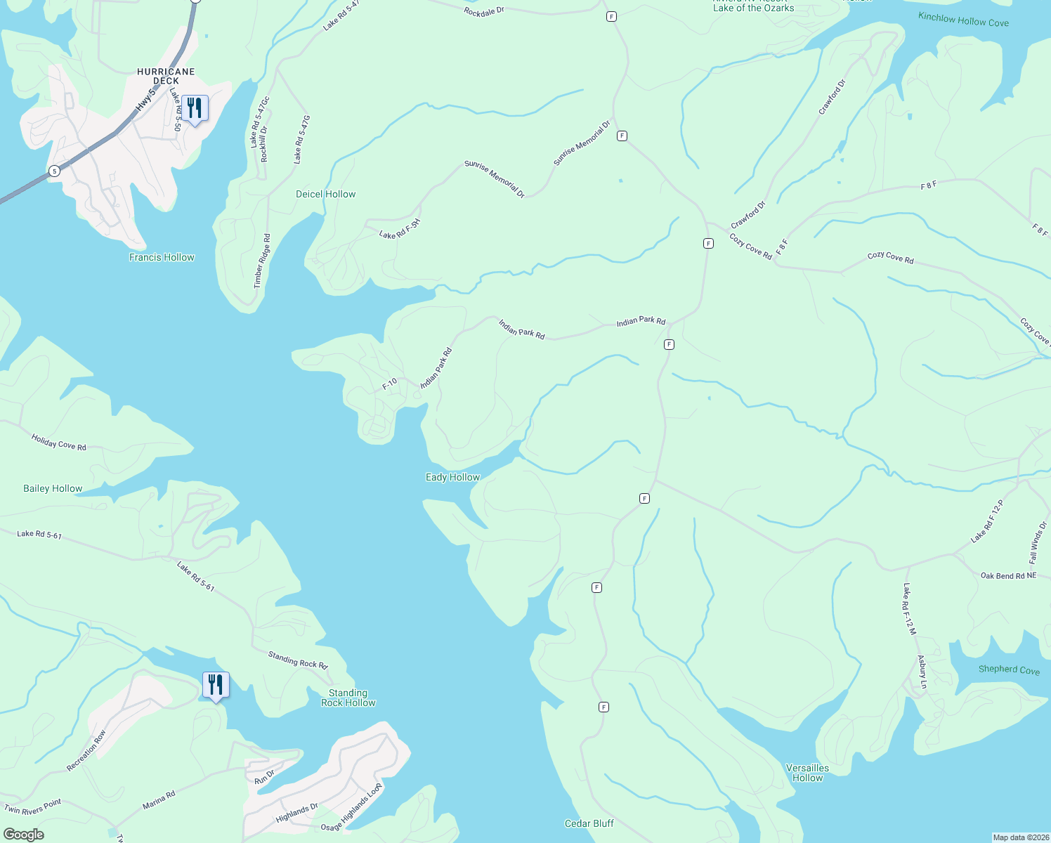 map of restaurants, bars, coffee shops, grocery stores, and more near Sunrise Harbor Road in Sunrise Beach
