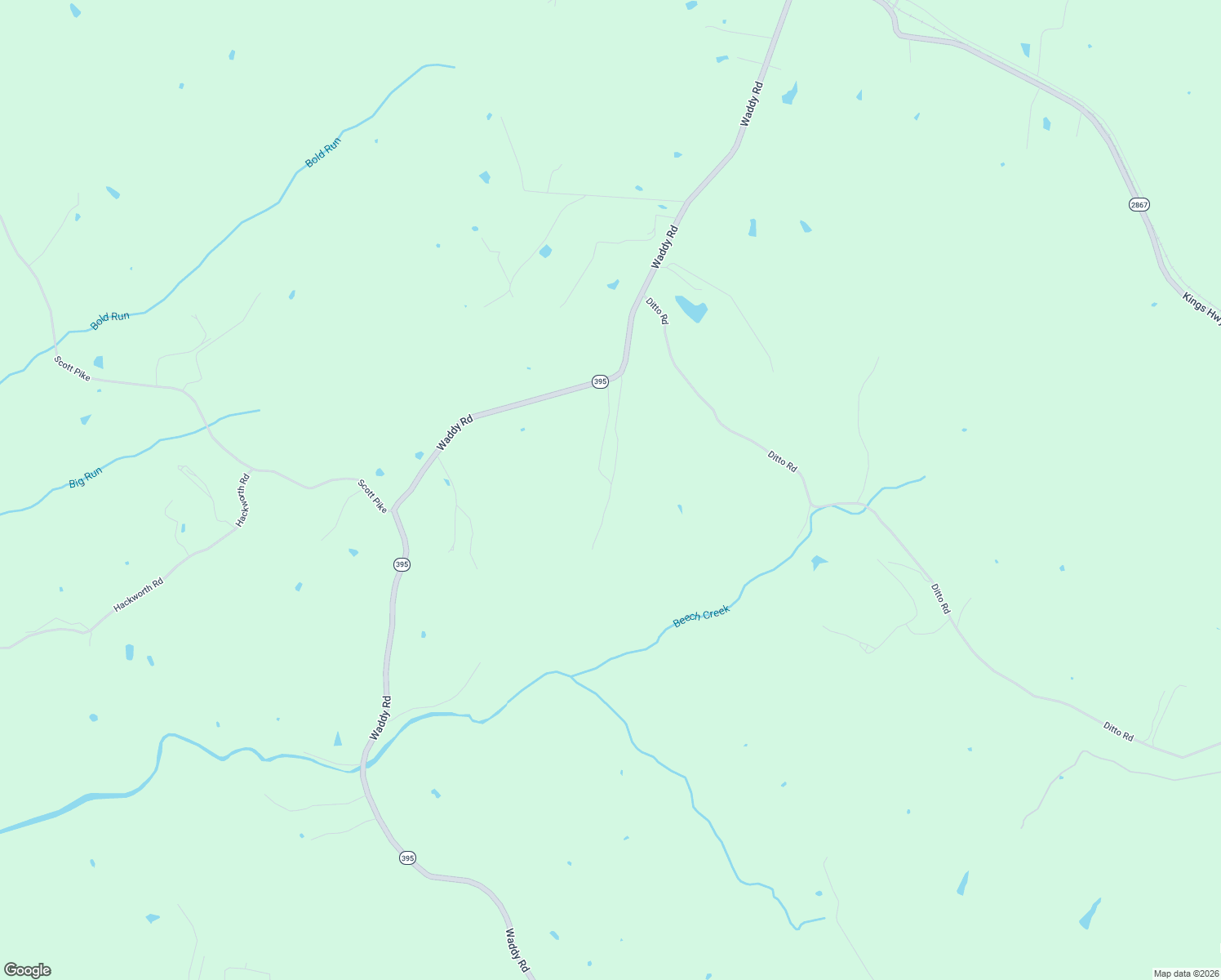 map of restaurants, bars, coffee shops, grocery stores, and more near 4276 Waddy Road in Waddy