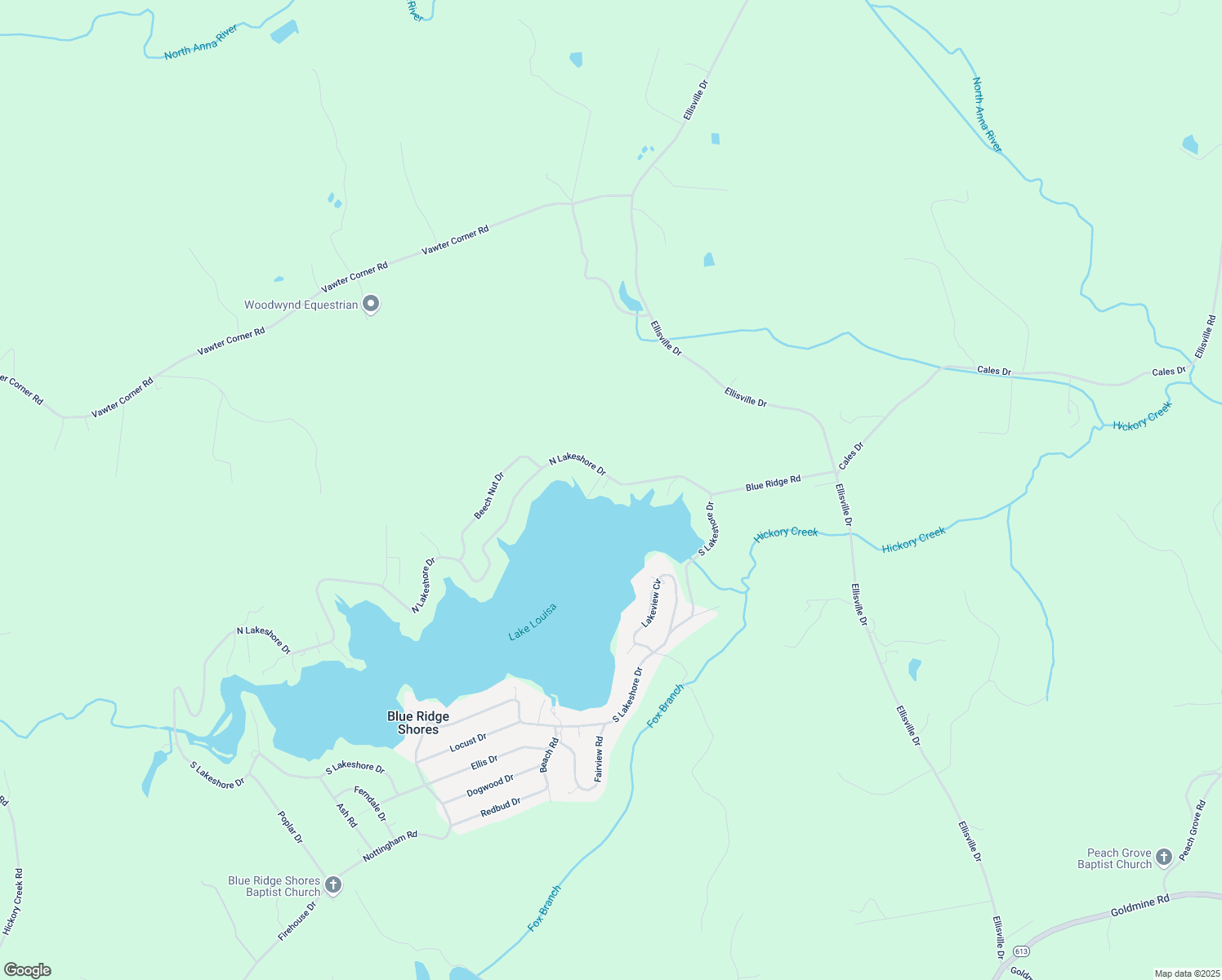 map of restaurants, bars, coffee shops, grocery stores, and more near 295 N Lakeshore Dr in Louisa