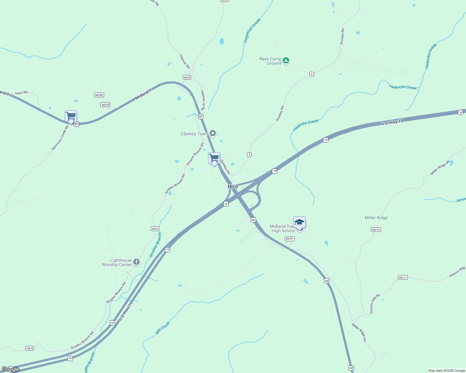 map of restaurants, bars, coffee shops, grocery stores, and more near in Hico