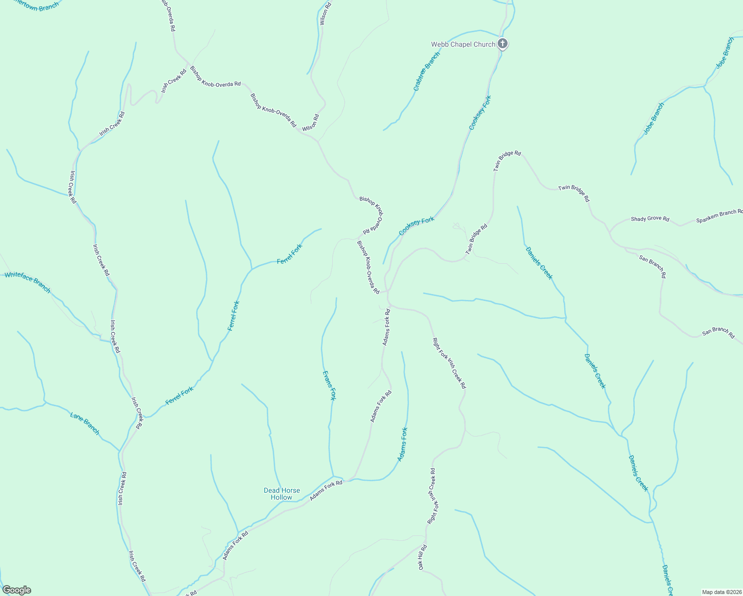 map of restaurants, bars, coffee shops, grocery stores, and more near Bishop Knob-Overda Road in Webbville