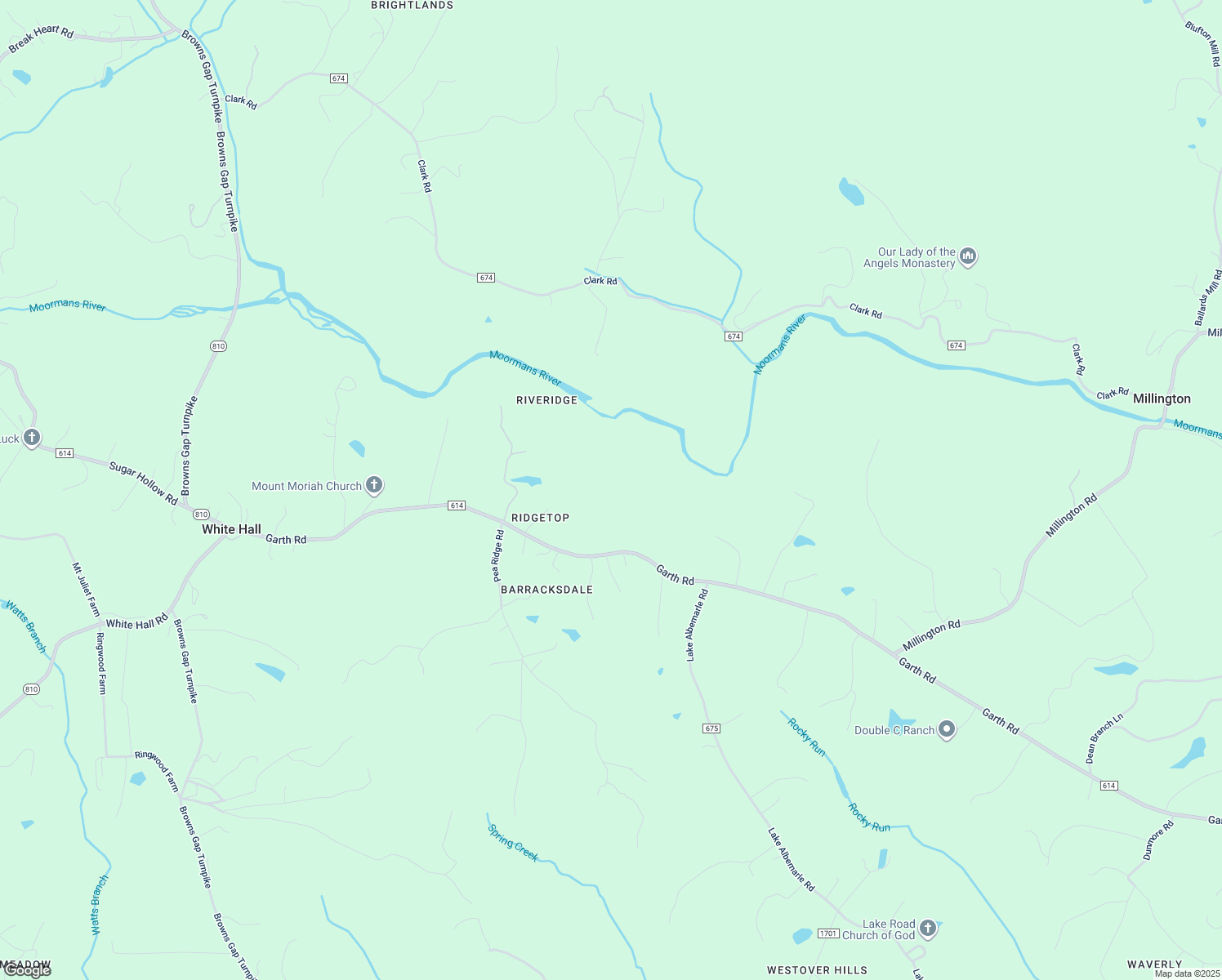map of restaurants, bars, coffee shops, grocery stores, and more near 4254 Garth Rd in Crozet