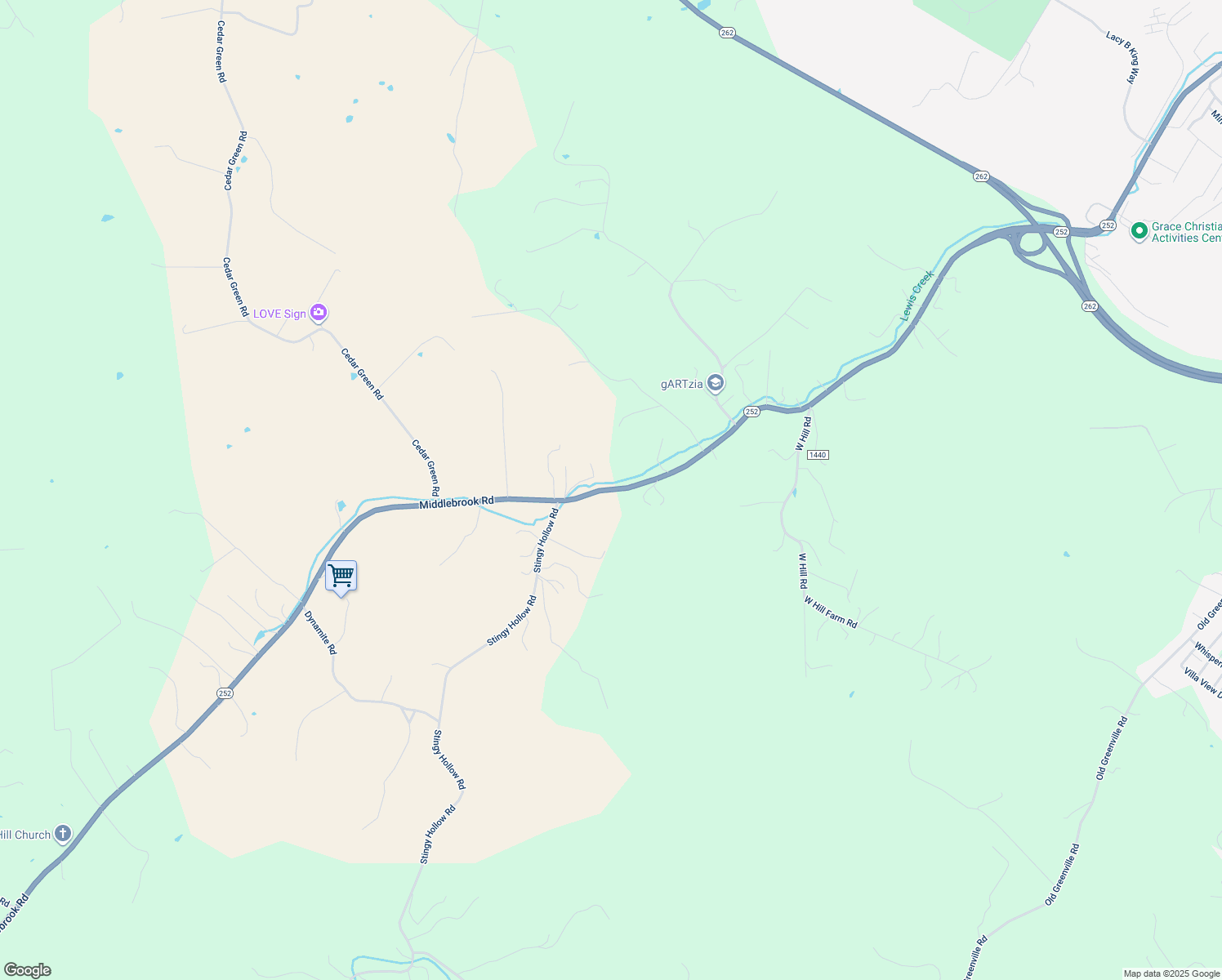 map of restaurants, bars, coffee shops, grocery stores, and more near 670 Middlebrook Road in Staunton