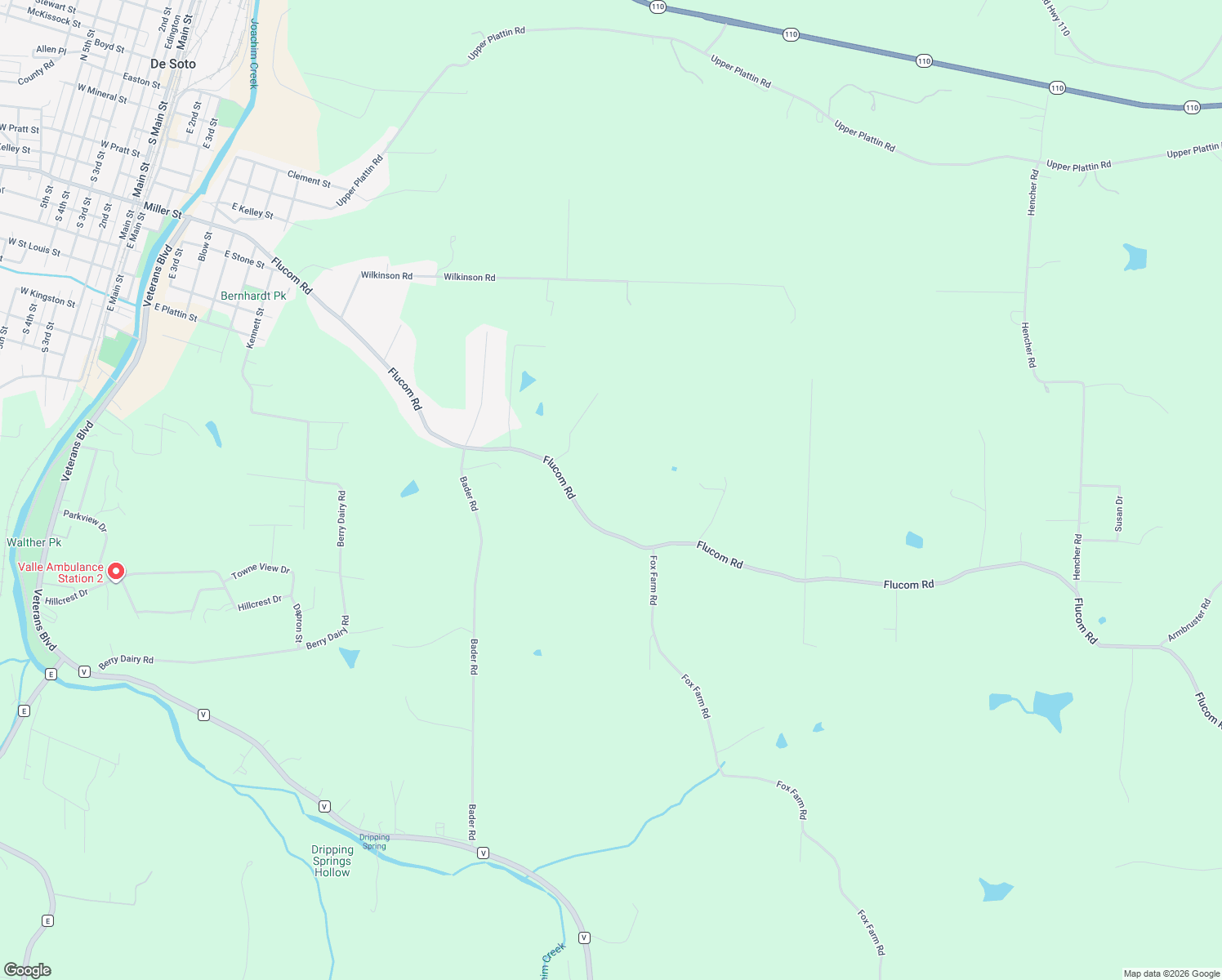 map of restaurants, bars, coffee shops, grocery stores, and more near 4034 Flucom Rd in De Soto