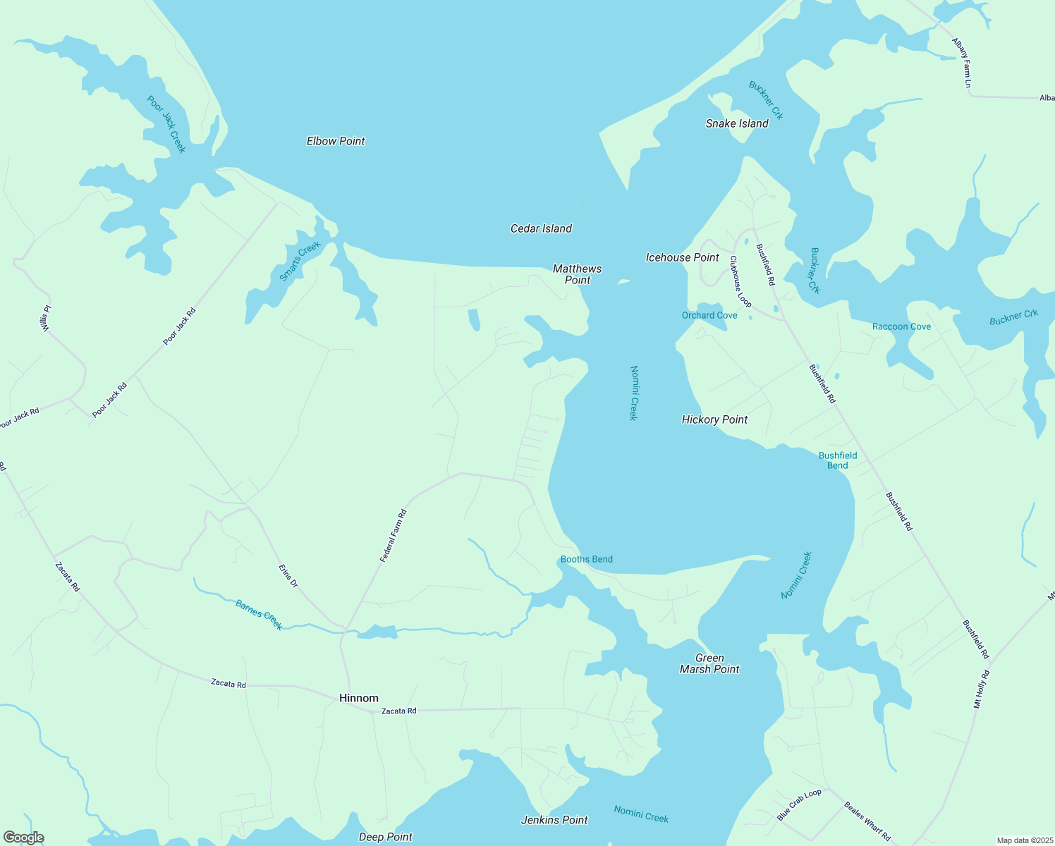 map of restaurants, bars, coffee shops, grocery stores, and more near 309 Nomini Bay Drive in Montross