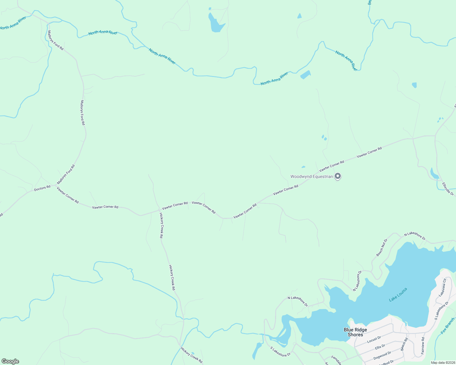 map of restaurants, bars, coffee shops, grocery stores, and more near 1243 Vawter Corner Road in Louisa