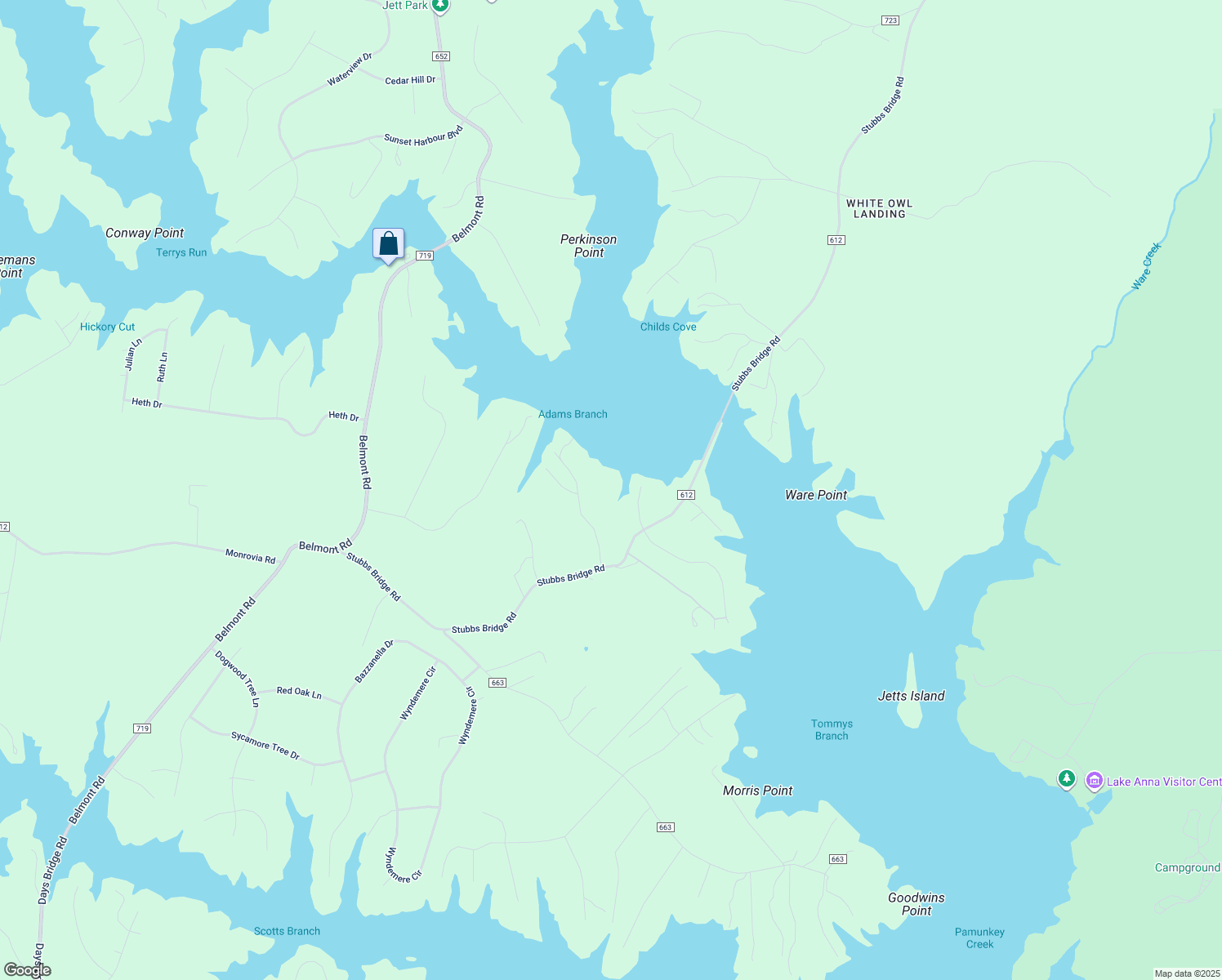 map of restaurants, bars, coffee shops, grocery stores, and more near 6029 Lost Cove Drive in Mineral