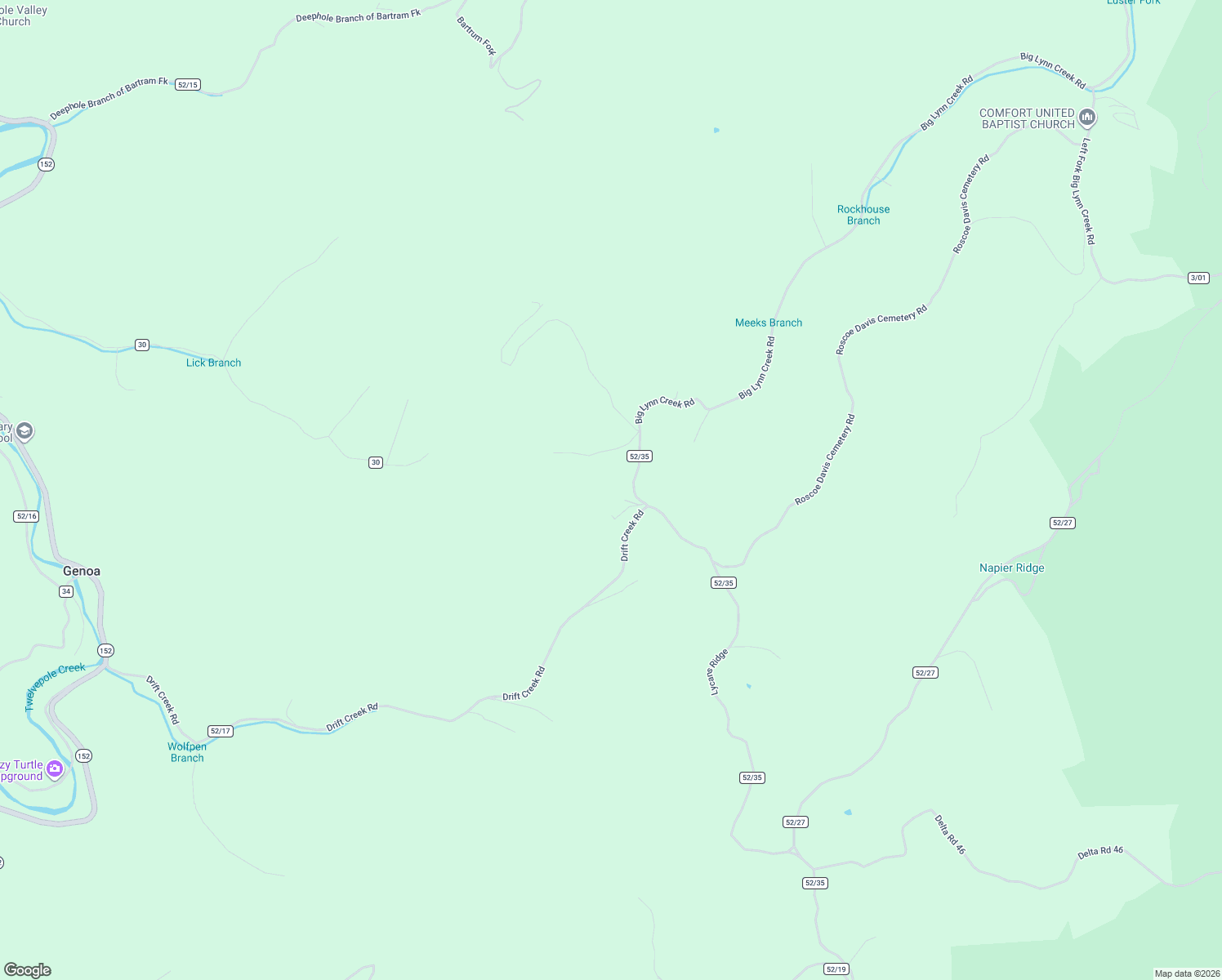 map of restaurants, bars, coffee shops, grocery stores, and more near 3938 Big Lynn Creek Road in Genoa