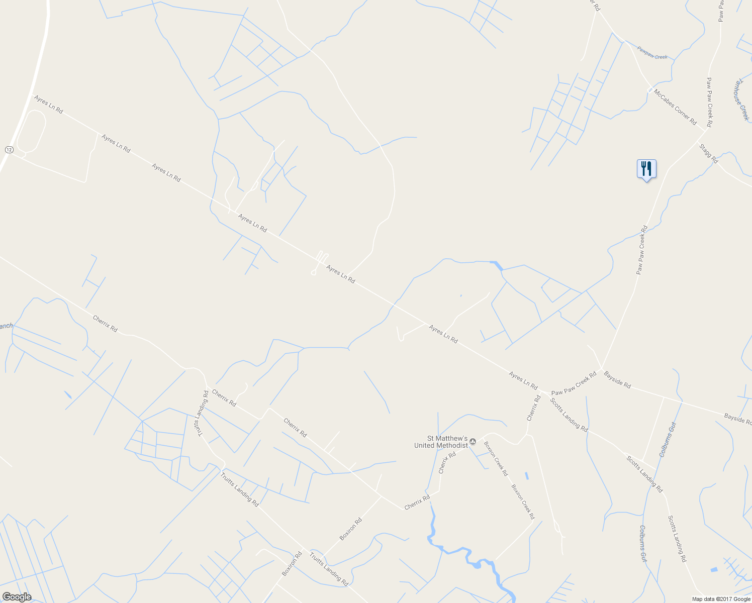 map of restaurants, bars, coffee shops, grocery stores, and more near 7028 Ayres Ln Road in Snow Hill