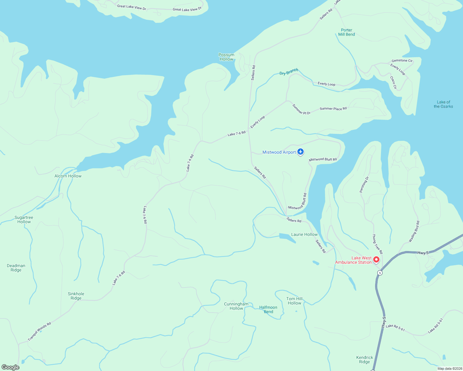 map of restaurants, bars, coffee shops, grocery stores, and more near Restoration Hill Road in Camdenton