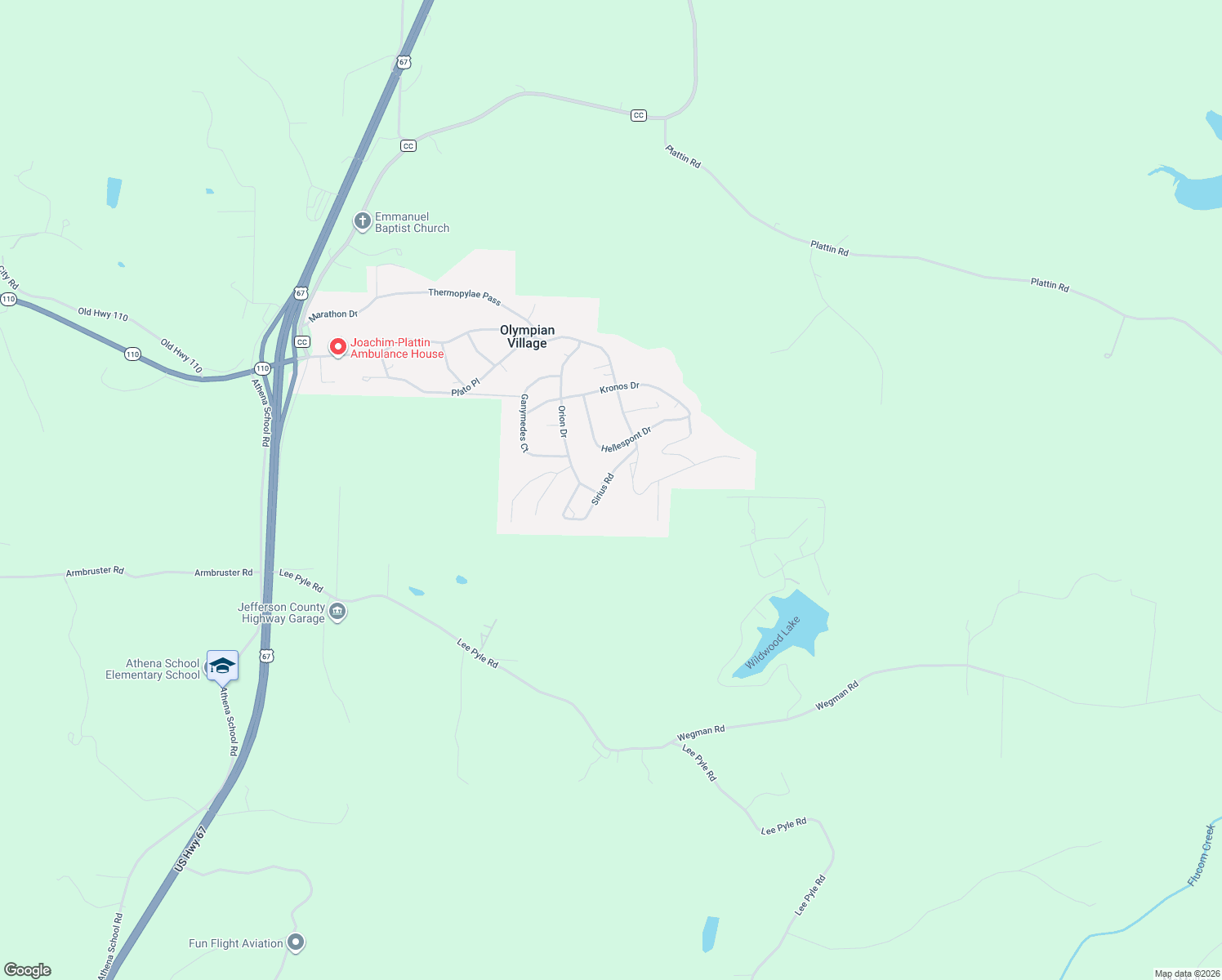 map of restaurants, bars, coffee shops, grocery stores, and more near 340 Sirius Road in De Soto