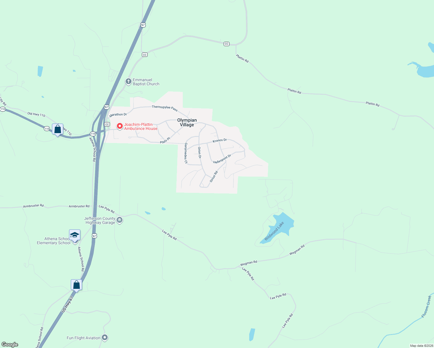 map of restaurants, bars, coffee shops, grocery stores, and more near 323 Sirius Road in De Soto