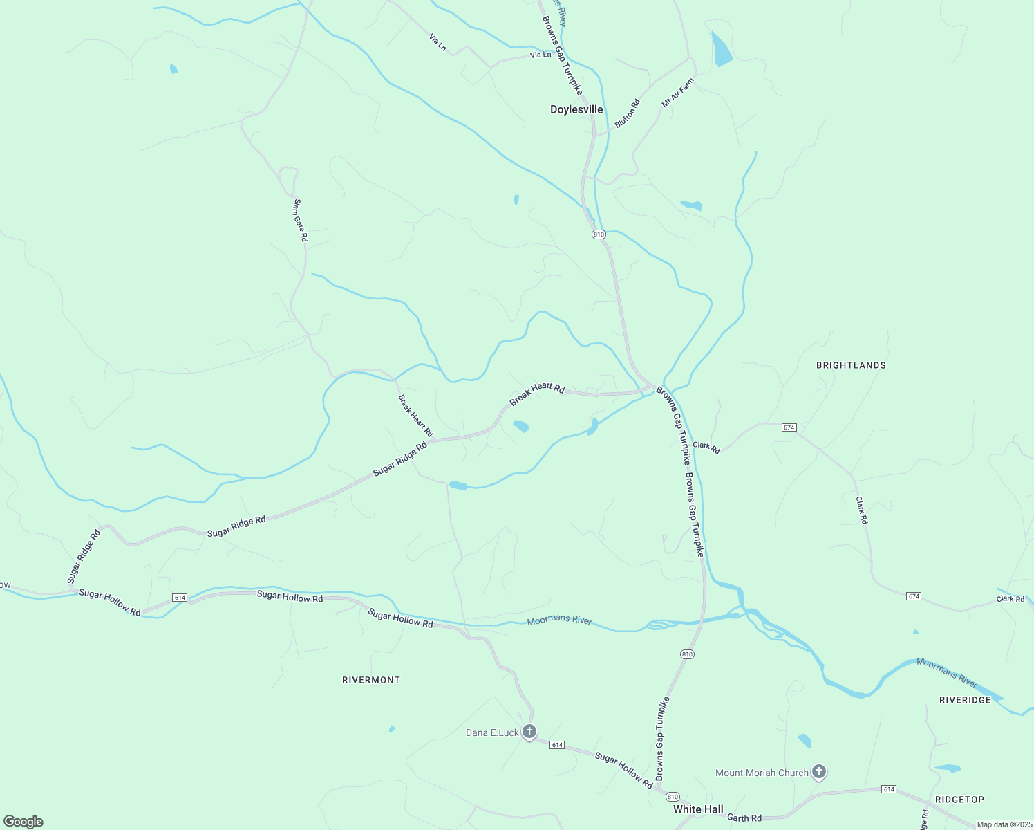 map of restaurants, bars, coffee shops, grocery stores, and more near 4925 Break Heart Road in Crozet