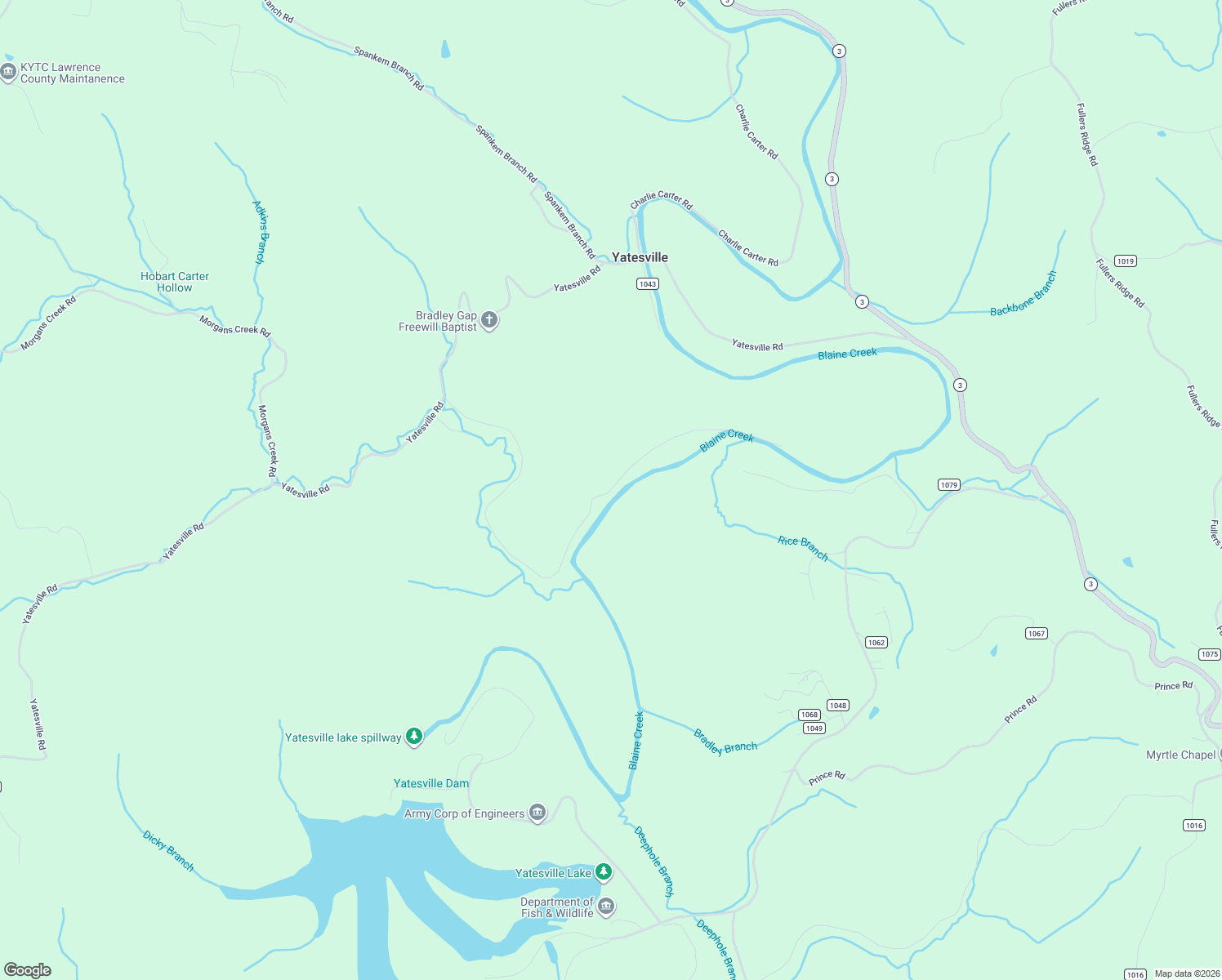 map of restaurants, bars, coffee shops, grocery stores, and more near Left Fork Morgans Creek Road in Louisa