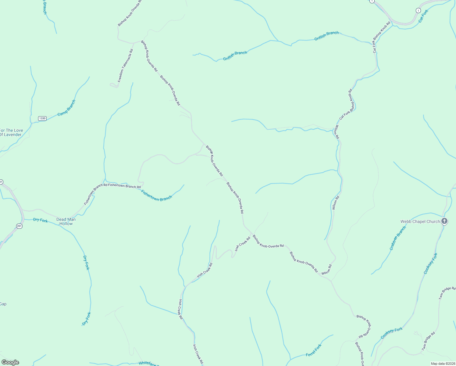 map of restaurants, bars, coffee shops, grocery stores, and more near Bishop Knob-Overda Road in Webbville