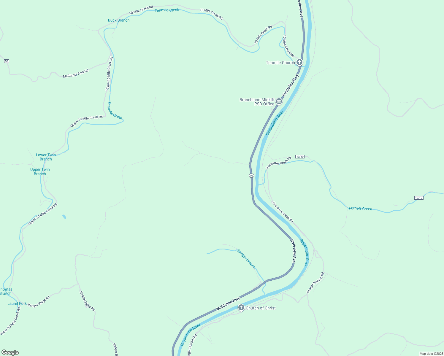 map of restaurants, bars, coffee shops, grocery stores, and more near 39 Paddies Bridge in Branchland