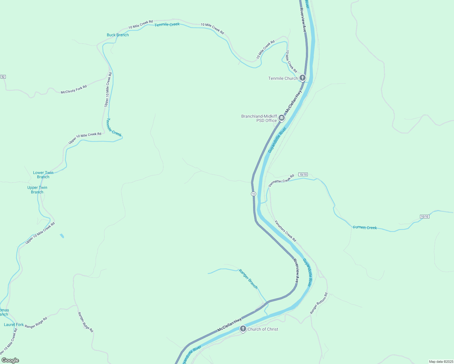 map of restaurants, bars, coffee shops, grocery stores, and more near 39 Paddies Bridge in Branchland