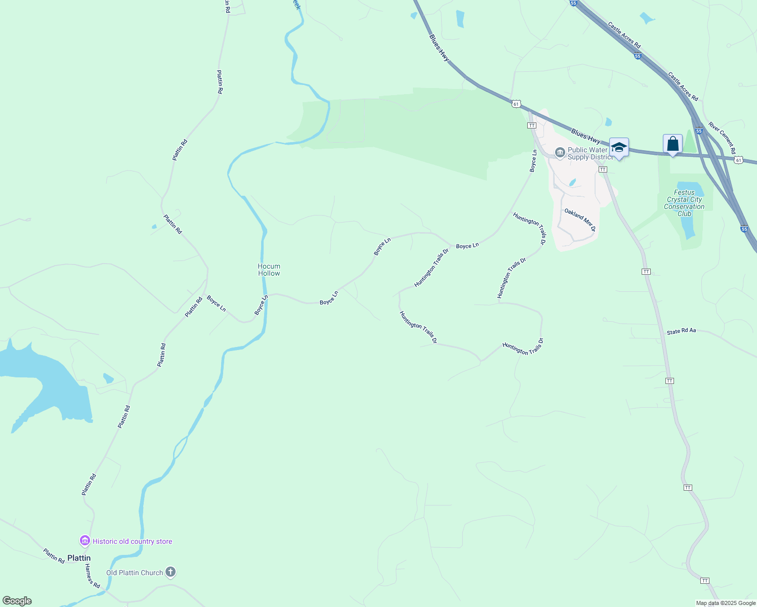 map of restaurants, bars, coffee shops, grocery stores, and more near 5 Pelham Point in Festus