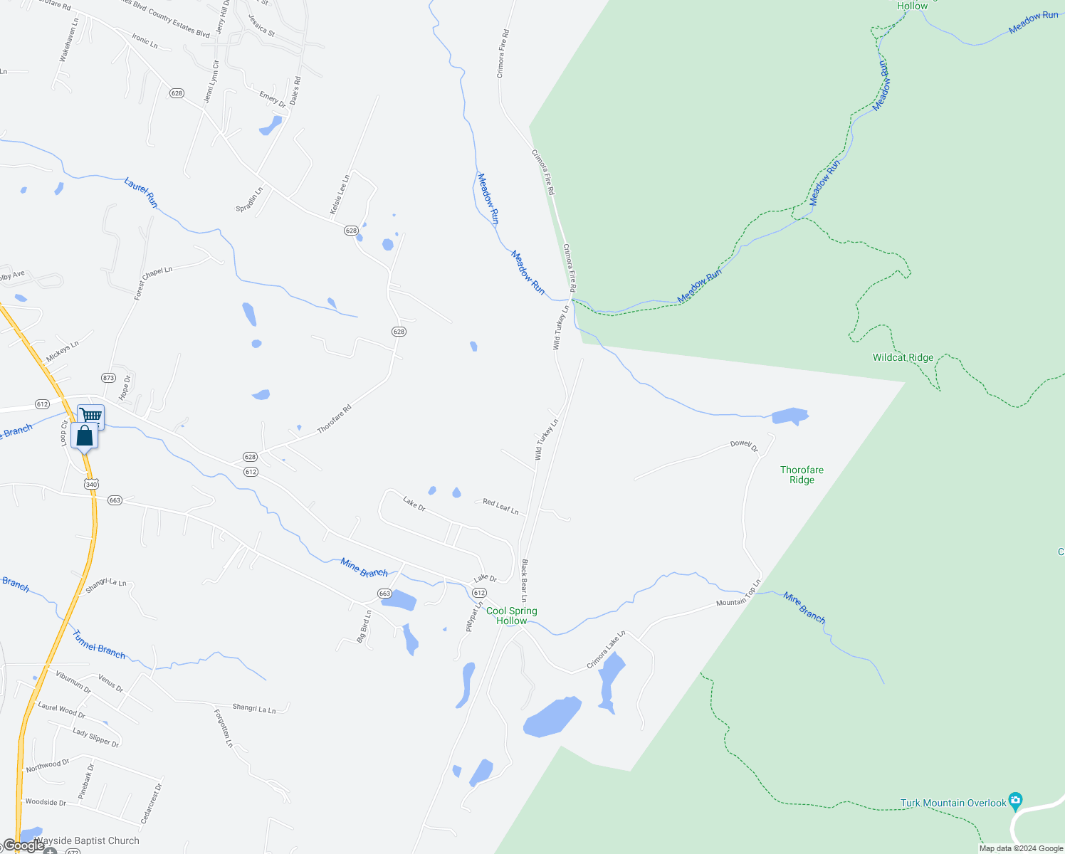 map of restaurants, bars, coffee shops, grocery stores, and more near 200 Wild Turkey Lane in Crimora